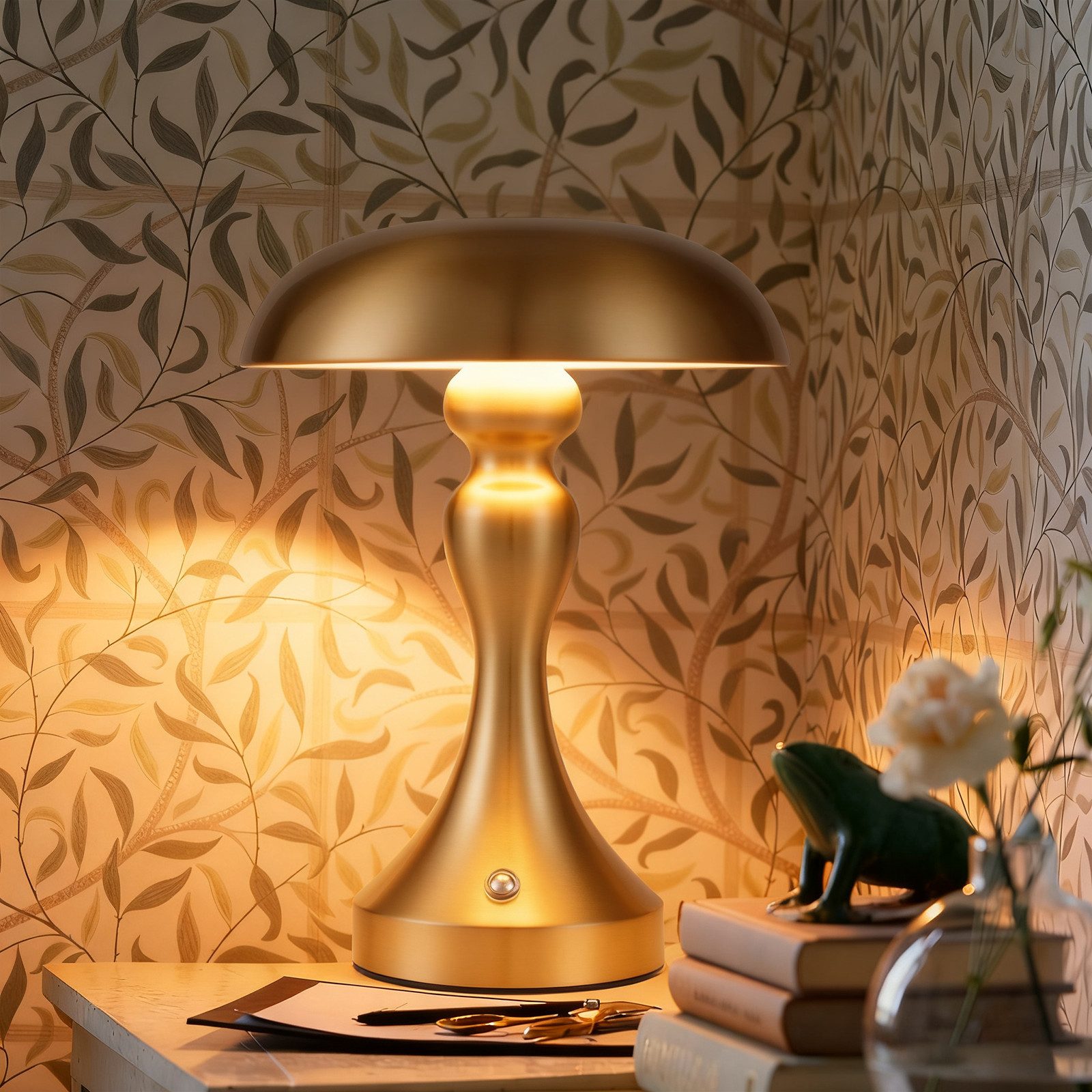 ZMH LED Tischleuchte Kabellos Vintage Akku Nachttischlampe Touch Dimmbar für Fensterbank, Augenschutz, Einfache Installtion, LED fest integriert, 3000-6500K, mit USB Aufladbar Nickel Batterie Tischlampen