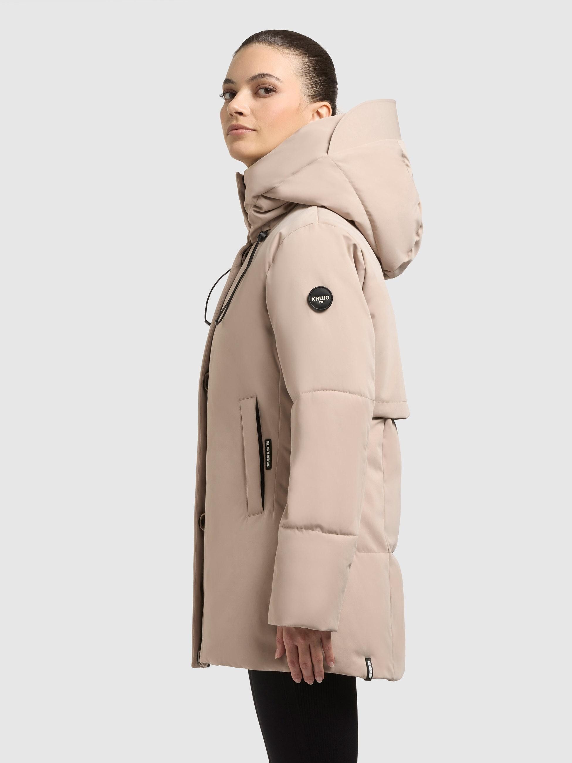 khujo Kurzmantel Allap Warmer Damen Mantel mit innenliegenden Rucksack-Trägern