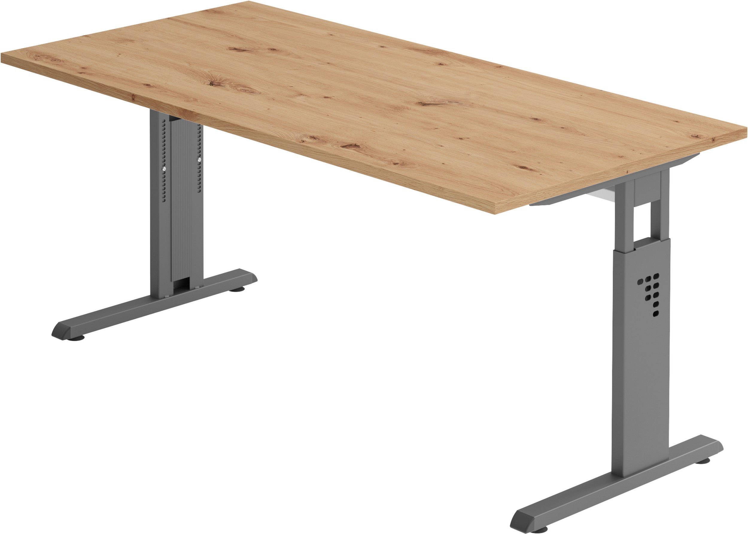 bümö Schreibtisch Serie-O - Arbeitshöhe: höhenverstellbar, Rechteck: 160 x 80 cm - Dekor: Asteiche - Gestell: Graphit