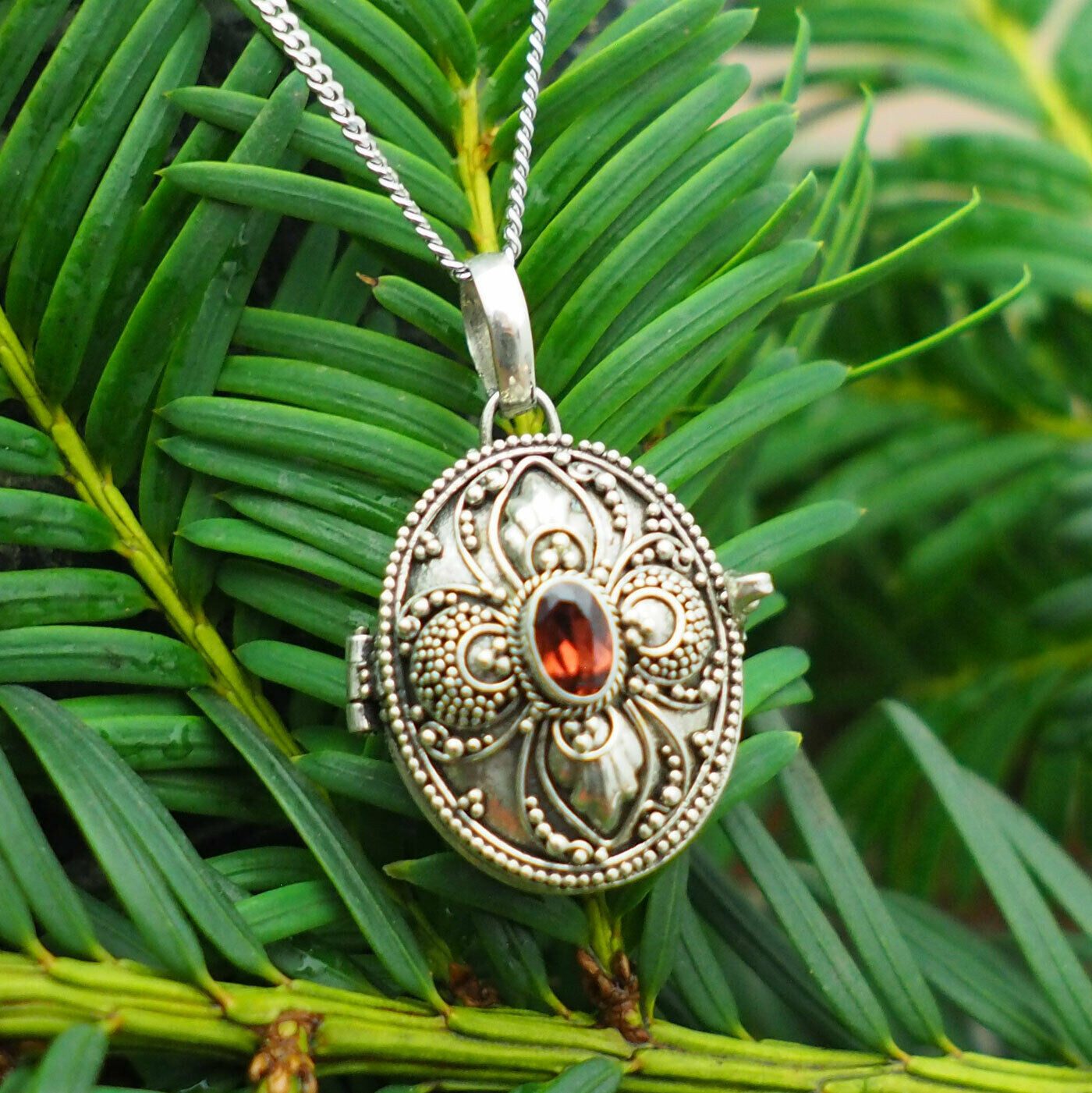 HOPLO Kettenanhänger Medaillon Granatstein Silberkette Anhänger 925 Silber günstig online kaufen