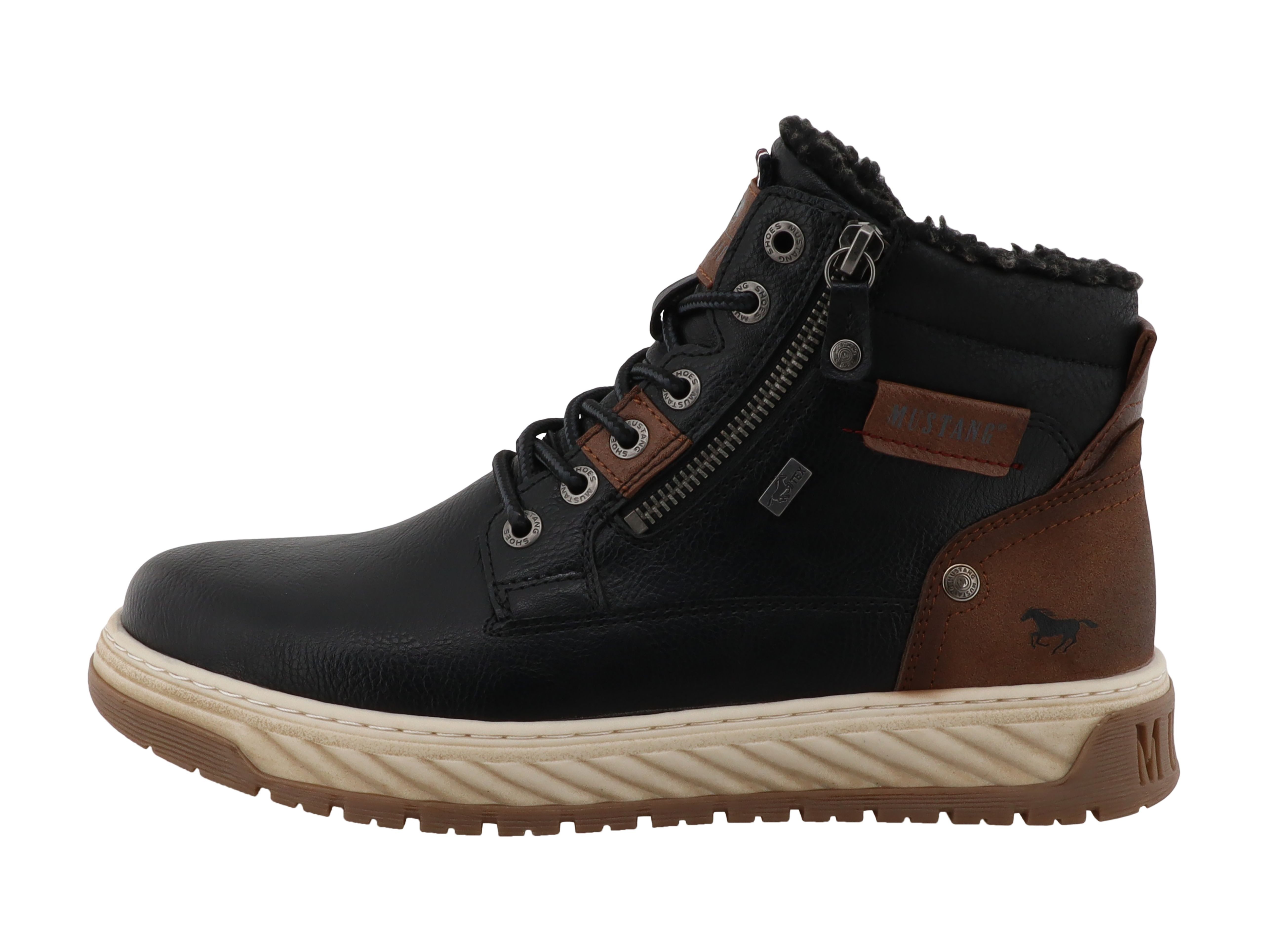 Mustang Shoes Stiefelette Winterboots Schnürboots, Outdoorschuh mit modischem Zierreißverschluss