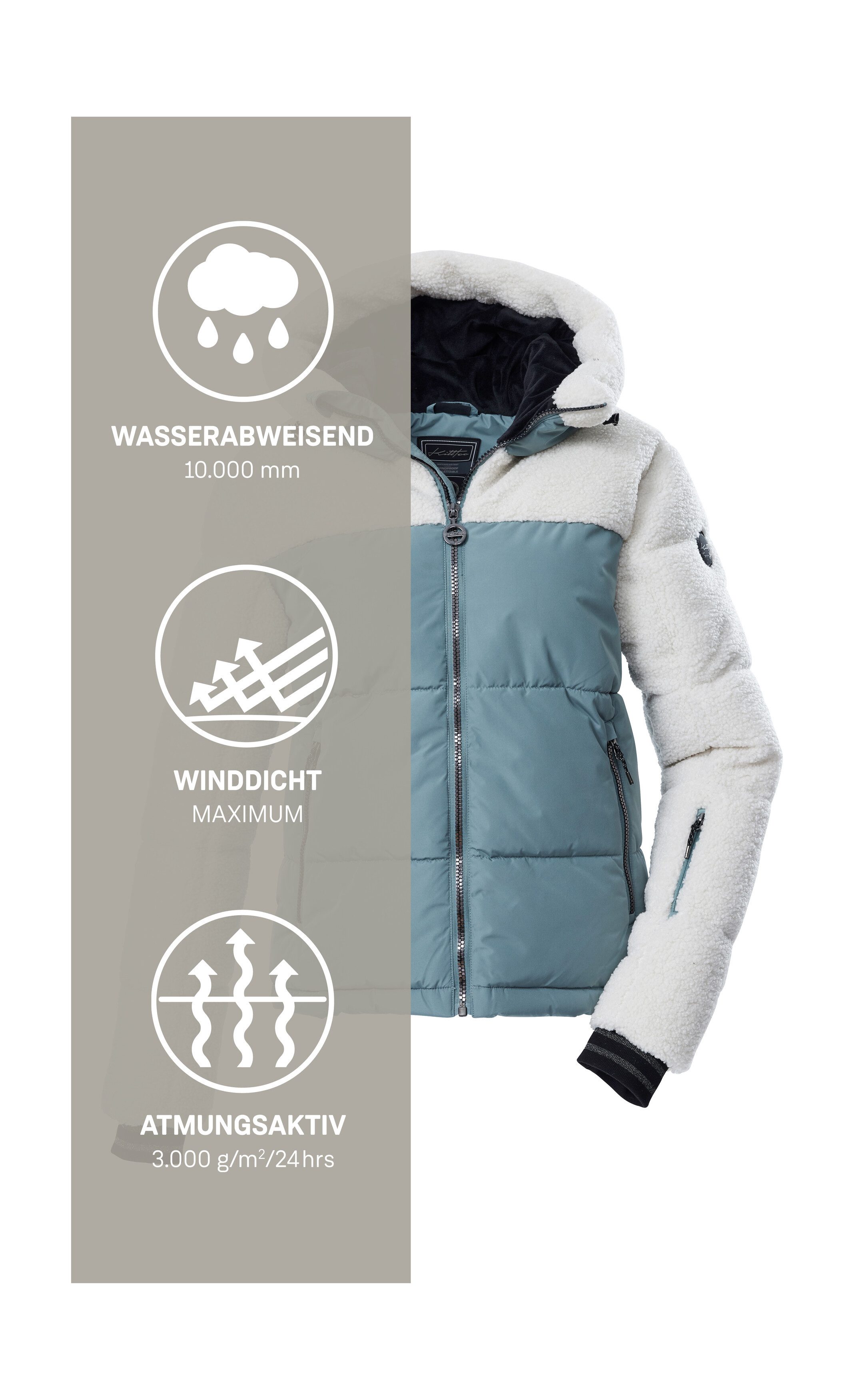 Killtec Skijacke KSW 111 WMN SKI QLTD JCKT Damen Ski-Steppjacke mit Glitzerstreifen und abnehmbaren Schneefang