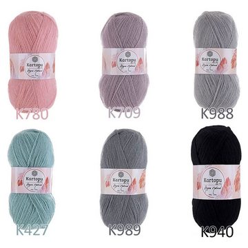 maDDma 5 x 100g Strickgarn Kartopu "Angor" Natural Häkelwolle, 2740 m, K025 creme