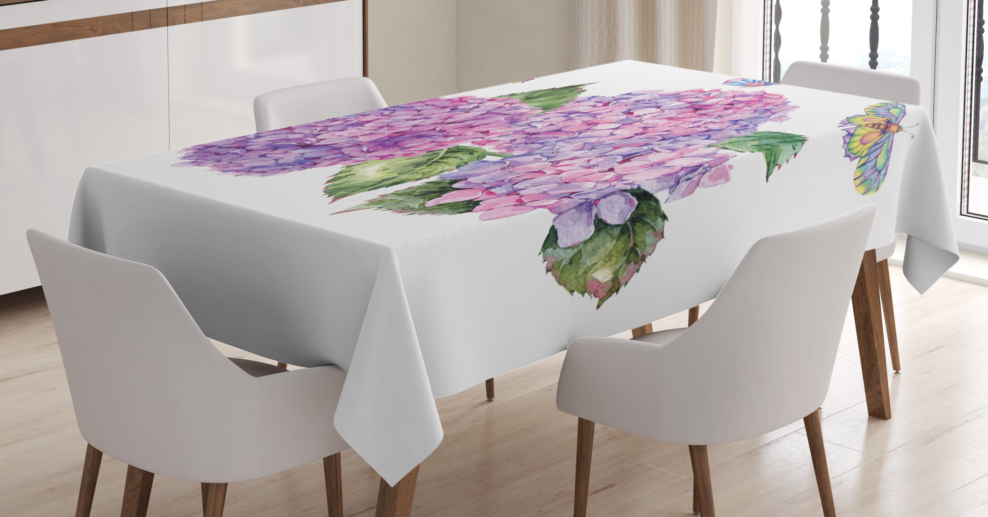 Farbfest Tischdecke Bereich geeignet Für den Abakuhaus Blumen Insekten Klare Farben, Waschbar Hydrangea Leaves Außen