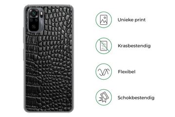 MuchoWow Handyhülle Leder - Strukturiert - Schwarz - Grau, Phone Case, Handyhülle Xiaomi Redmi Note 10, Silikon, Schutzhülle