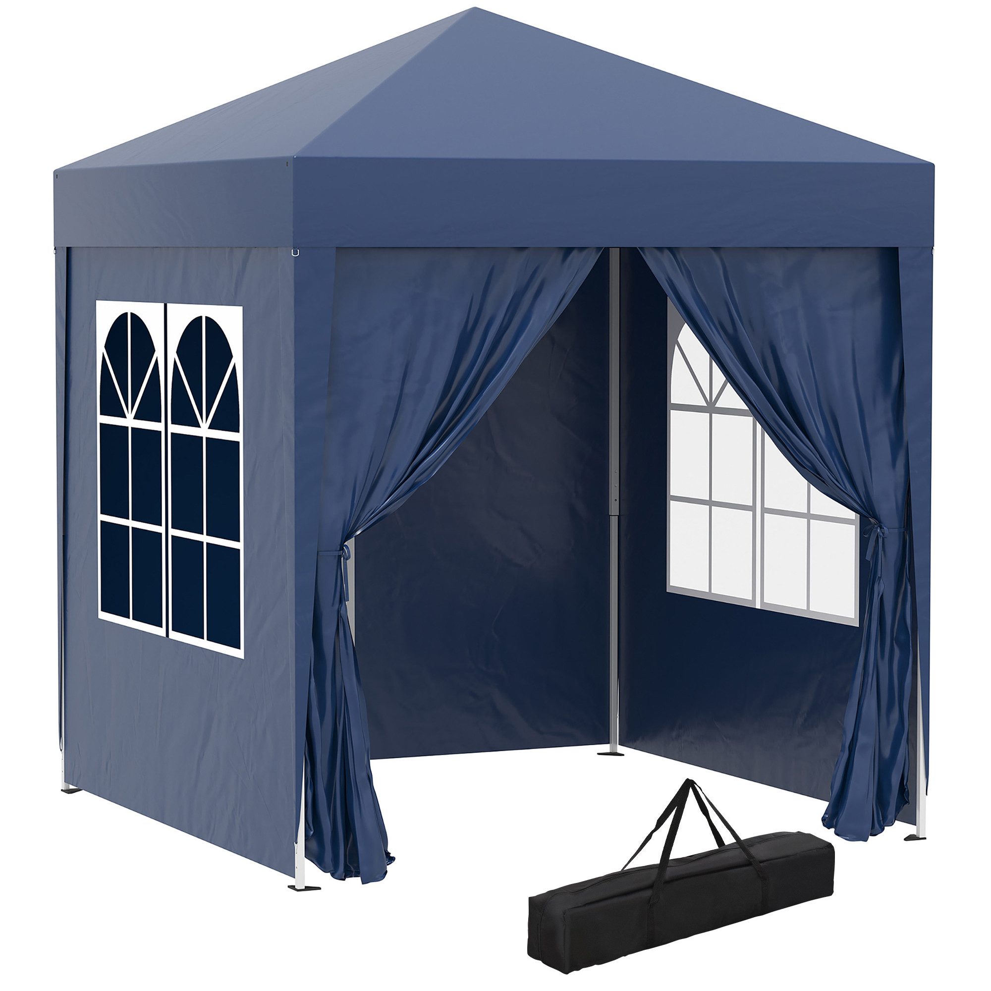Kronenburg Pavillon 3x3m Mit 4 Seitenteilen - Wasserdichtes Gartenzelt In Blau/Weiß - Inkl. Tragetasche