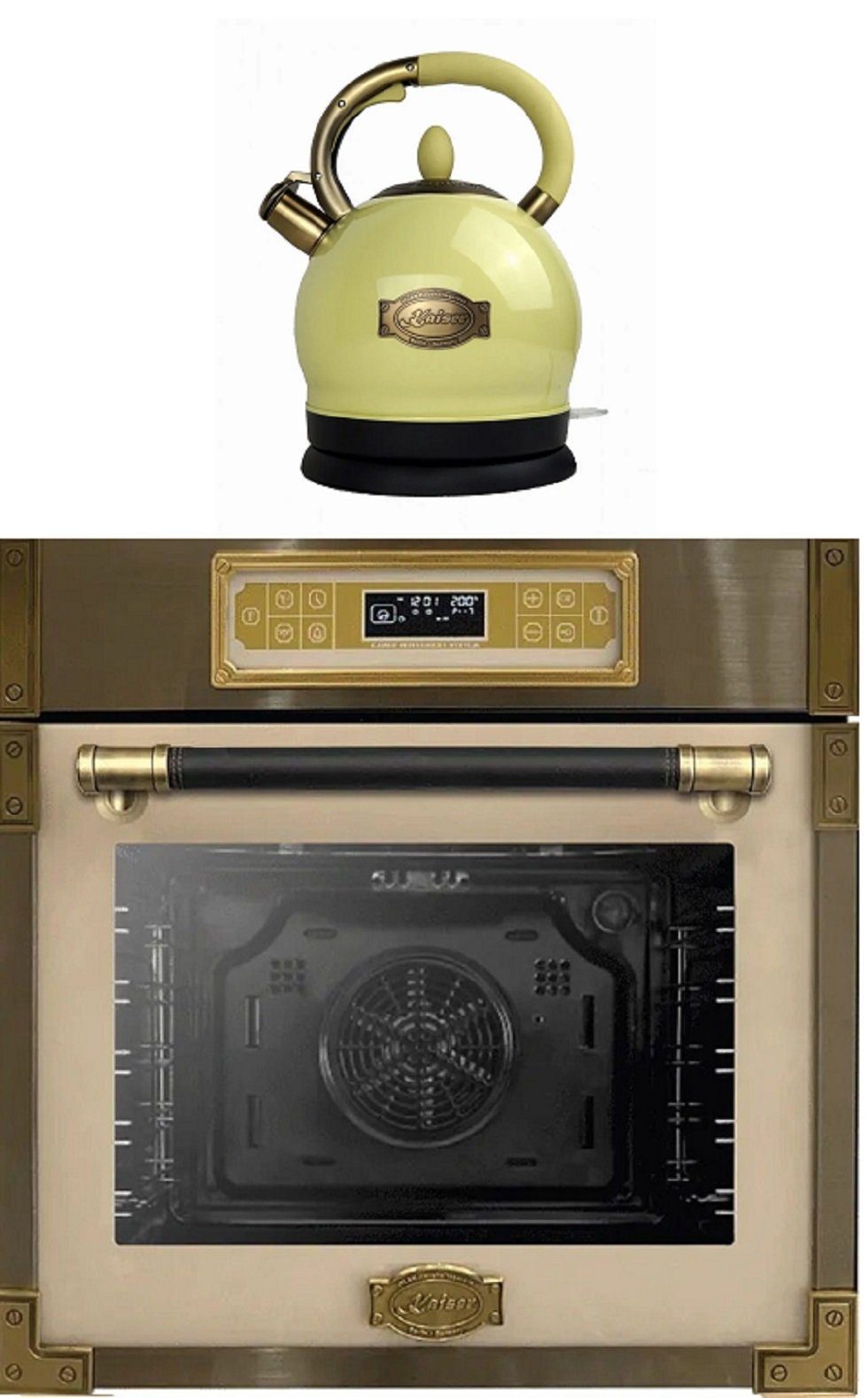 Kaiser Küchengeräte Backofen EH 6726 ElfAD+WK 2000 ElfEm, mit 1-fach-Teleskopauszug, Retro Einbau Backofen 80L 11 Betriebsfunktionen+ Retro Єлктрочайники
