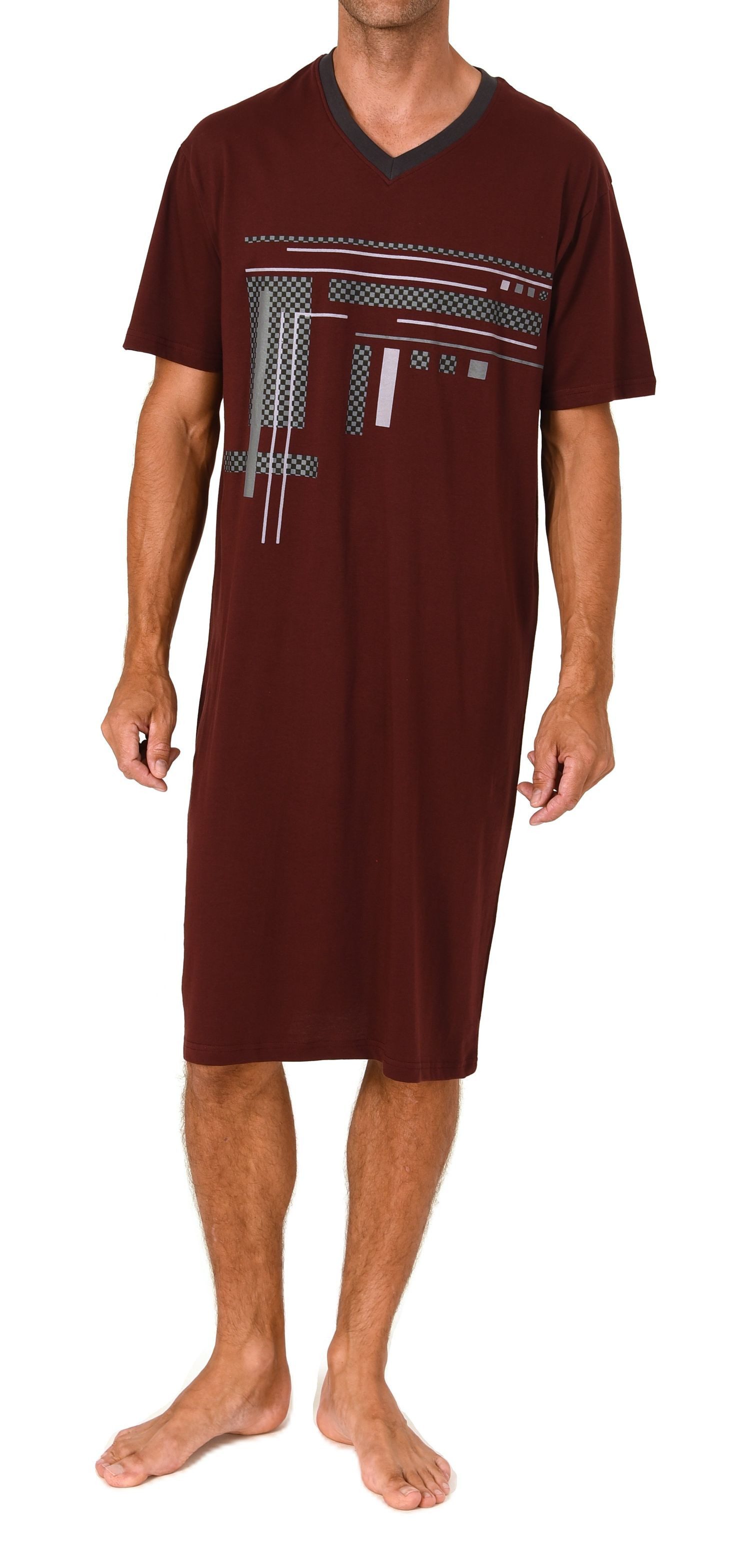 Normann Pyjama Normann Herren kurzarm Nachthemd mit eleganten Frontprint