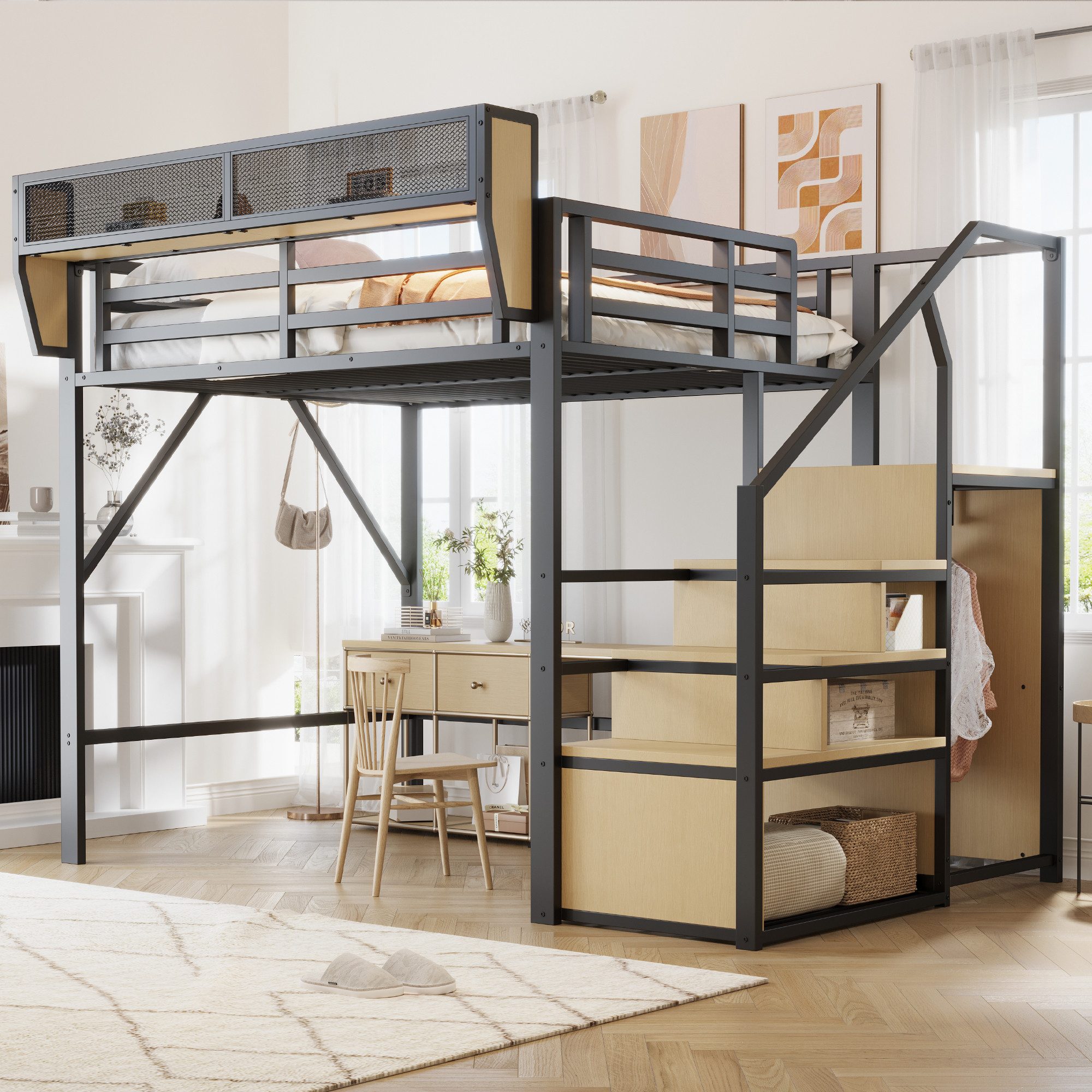 MODFU Hochbett Funktionsbett Kinderbett (140x200 mit günstig online kaufen