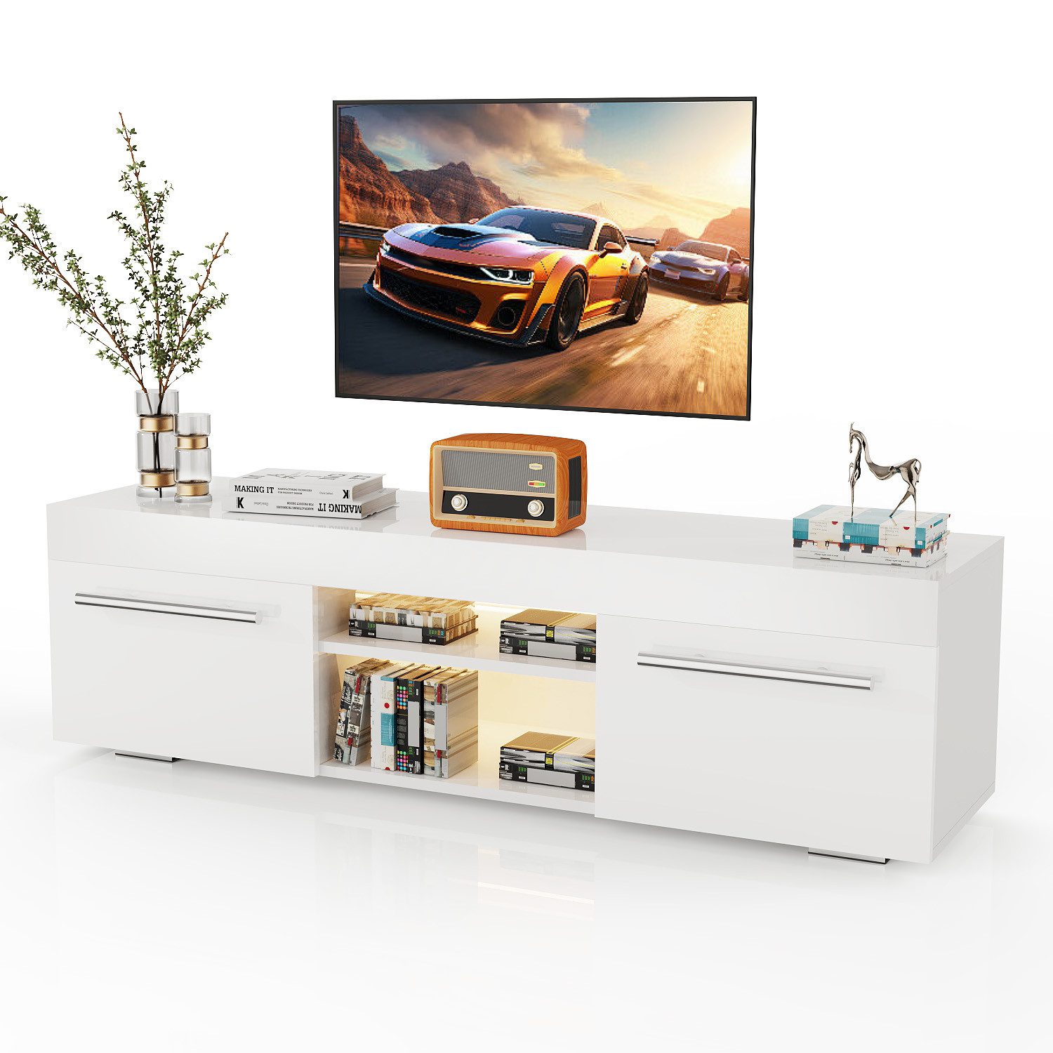 oyajia TV-Schrank Hochglanz TV-Schrank, 130cm Lowboard günstig online kaufen