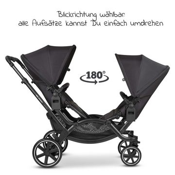 ABC Design Geschwisterwagen Zoom - Ink, Geschwisterkinderwagen Zwillingskinderwagen - Babywanne & 2 Sportsitze