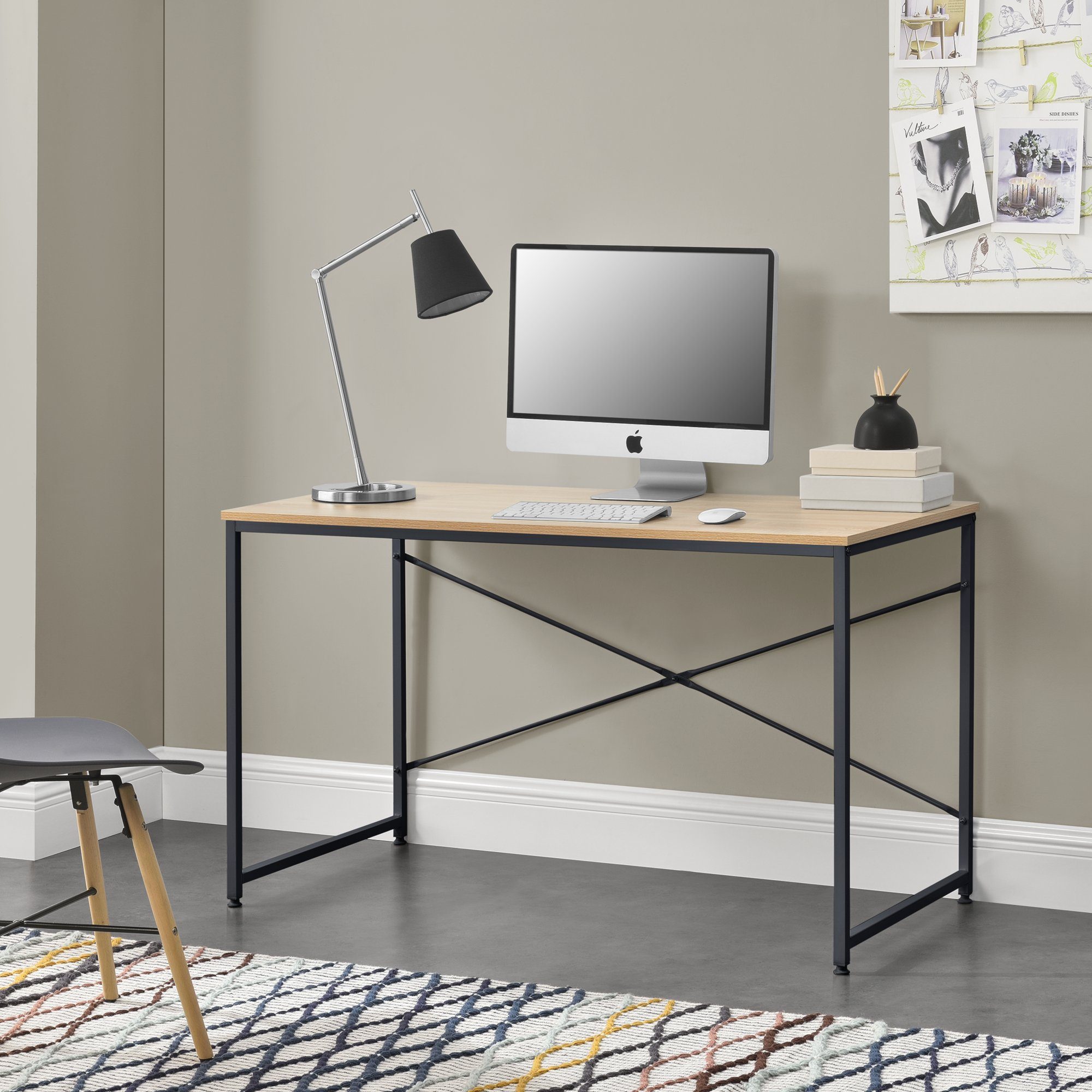 en.casa Schreibtisch, »Røros« Computertisch 120x60cm Eiche-Optik günstig online kaufen