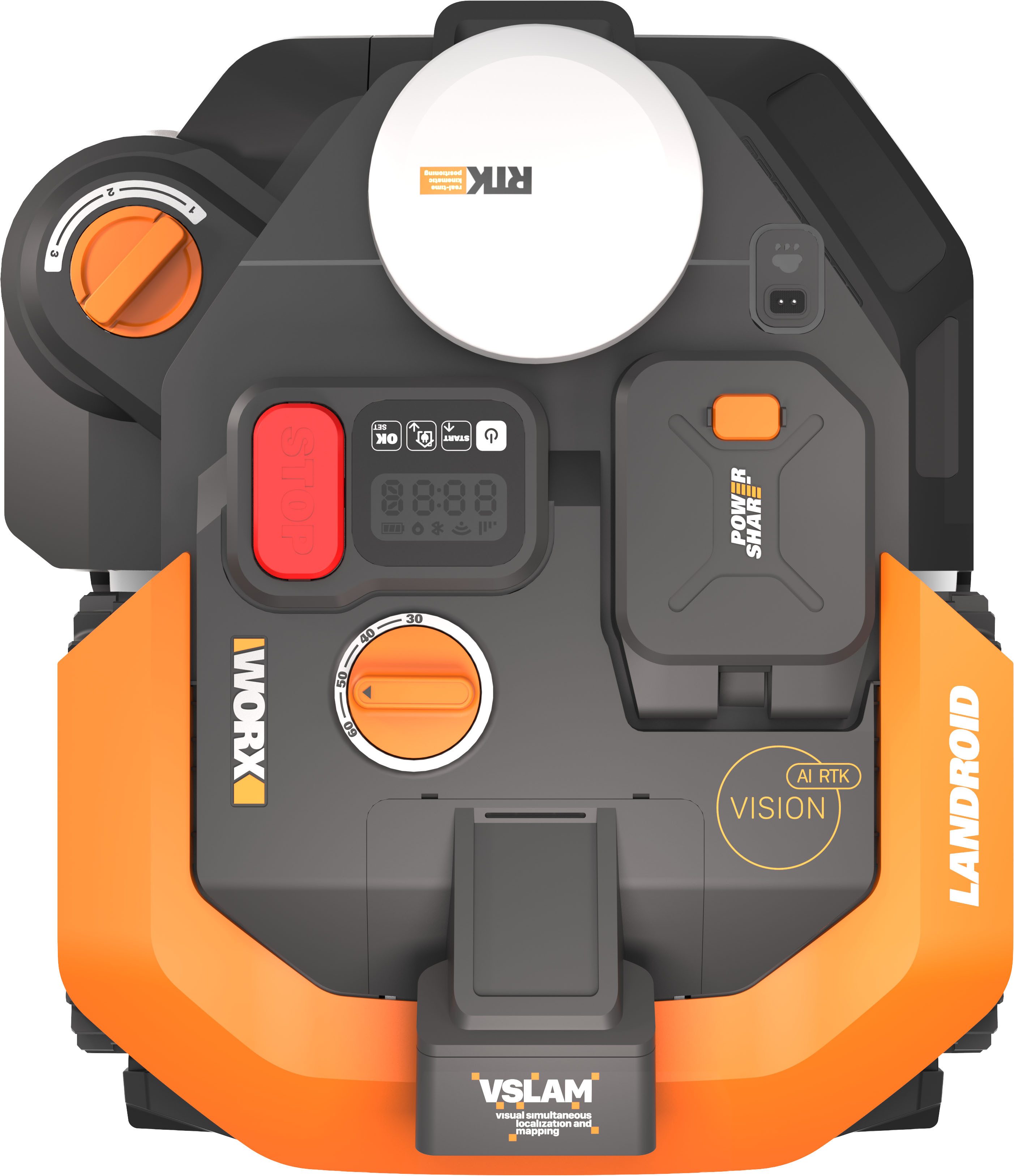 Worx Rasenmähroboter Landroid Vision Cloud WR308E 2WD ohne Begrenzungskabel, Auto-Mapping, bis 800 m² Rasenfläche, (KI-Hinderniserkennung, VSLAM+ RTK Cloud Navigation, Cut-to-Zero), App-Steuerung