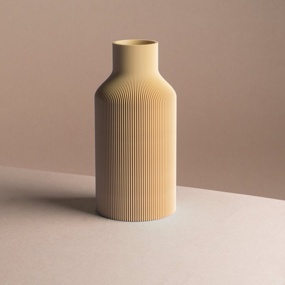 Dennismaass. Dekovase FLASCHE, 3D Druck, wundervolle Rillen-Optik, H 27cm,  dekorative Vase aus dem 3D Drucker