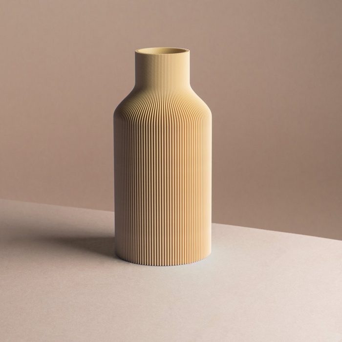 Dennismaass. Dekovase FLASCHE Vase 27cm 3D-Druck wundervolle Rillen-Optik