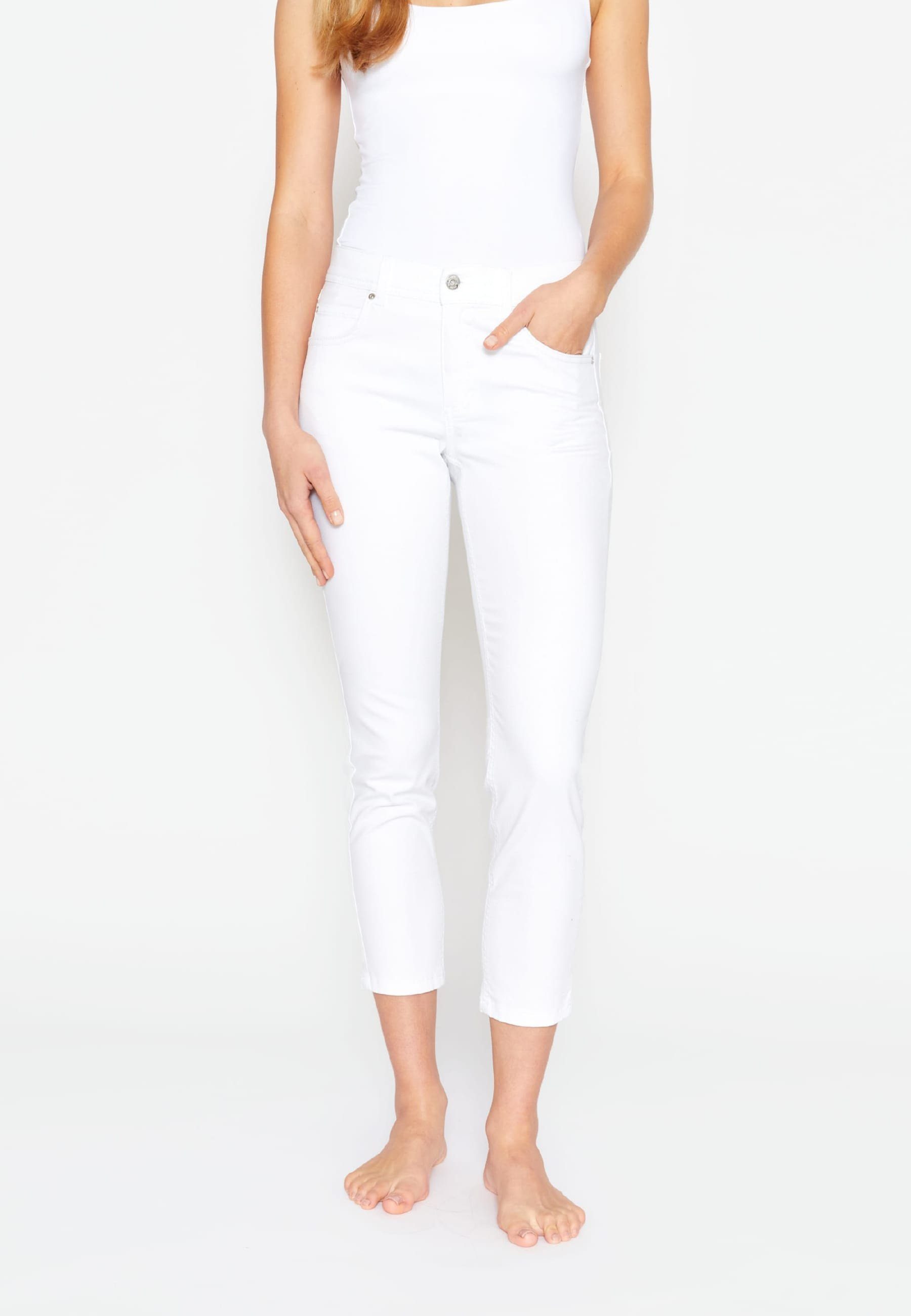 ANGELS 7/8-Jeans Jeans Ornella mit Organic Cotton mit Label-Applikationen weiß