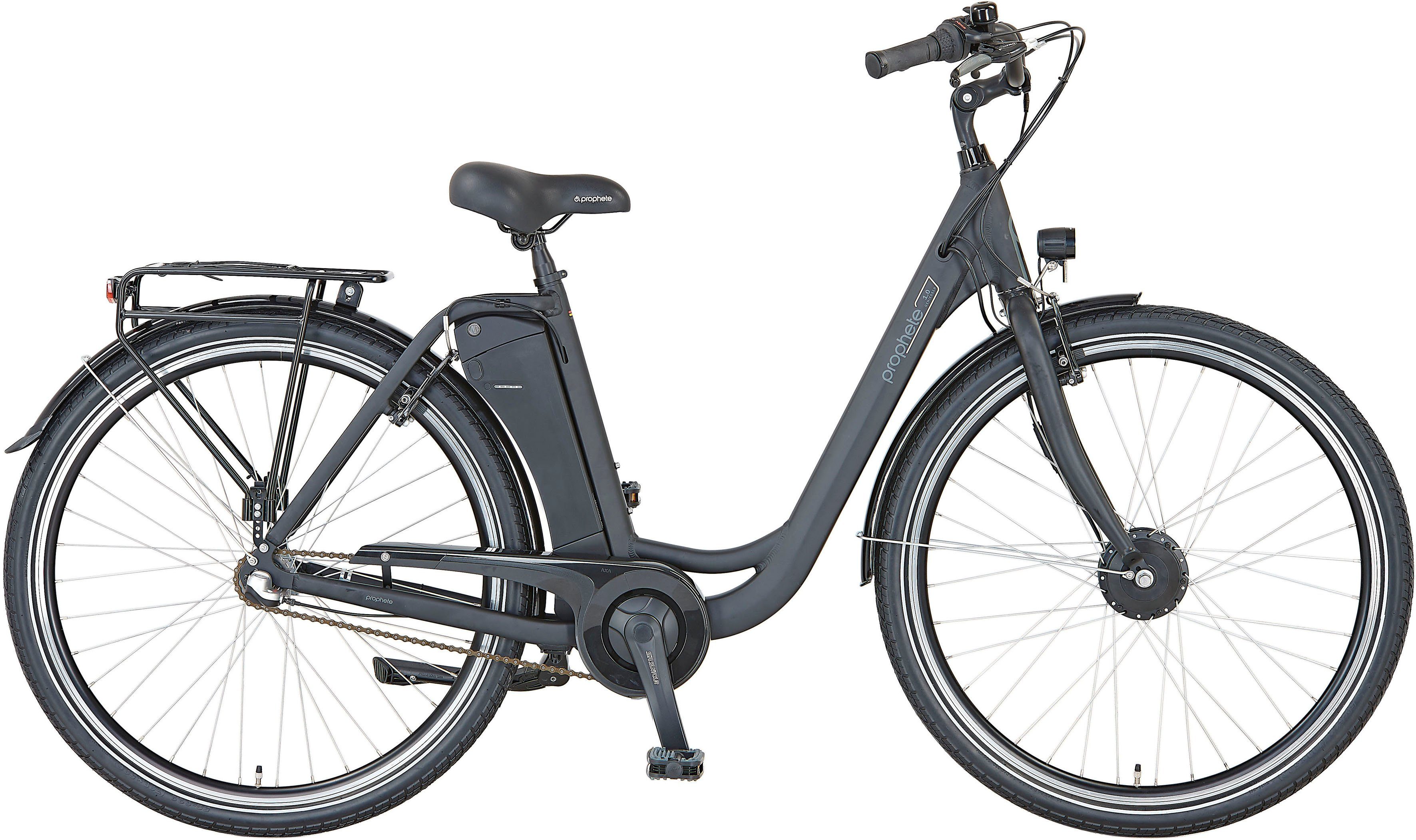 Prophete E-Bike Geniesser 1.0, 3 Gang Shimano Nexus Schaltwerk, Nabenschaltung, Frontmotor, 374 Wh Akku, Pedelec, Elektrofahrrad für Damen, Cityrad