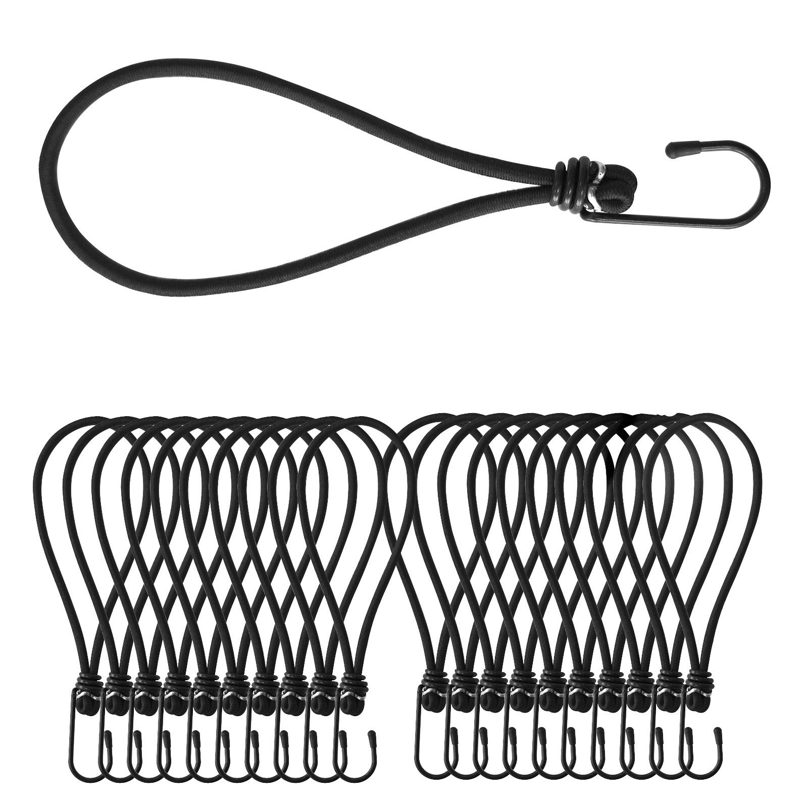 Karat Spanngurt Multifunktionale Spanngummis mit Stahlhaken 20er Set