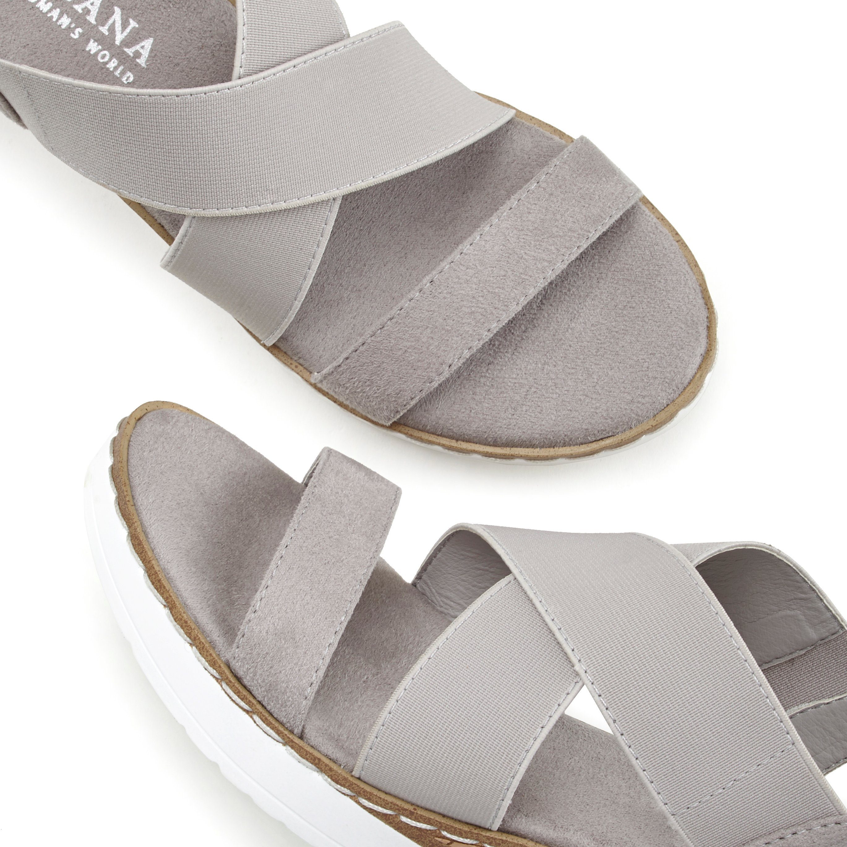 elastischen Sommerschuh VEGAN Sandalette grau und mit Riemen LASCANA Keilabsatz Sandale,