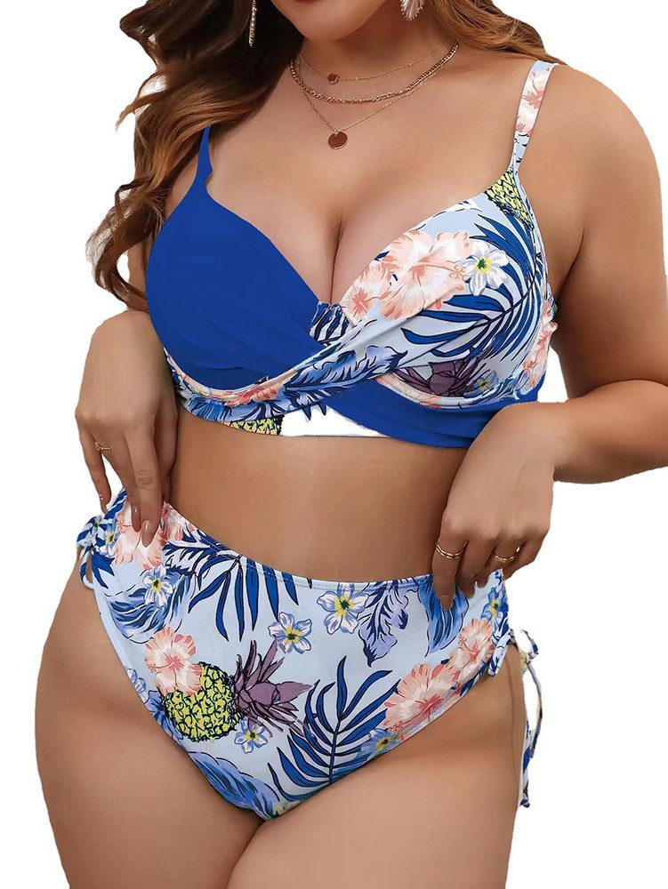 Elowen Bandeau-Bikini 2024 Neue gedruckte Plus Size Badeanzug (1-St., Bügel-Badeanzug Tops für Frauen große Büste) weibliche Split Badeanzug