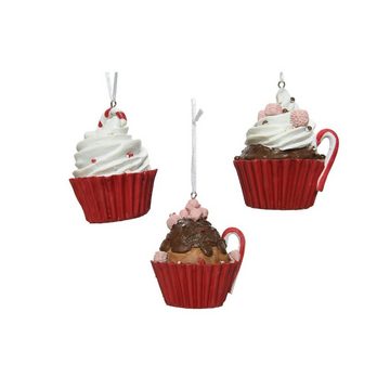 MARELIDA Christbaumschmuck Weihnachtsbaumschmuck Muffin Cupcake Törtchen Geschenk H: 8cm weiß