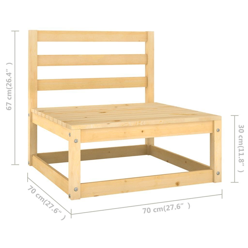 vidaXL Loungesofa 4-Sitzer-Gartensofa mit Kiefer Kissen Natur Massivholz, Teile 1