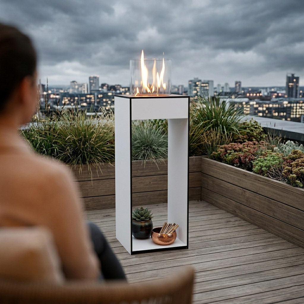 GLOW FIRE Echtfeuer-Dekokamin Emma Concept L Outdoor Ethanolkamin, echte Flamme mit Wohlfühlfaktor, TÜV geprüfter Sicherheitsbrenner