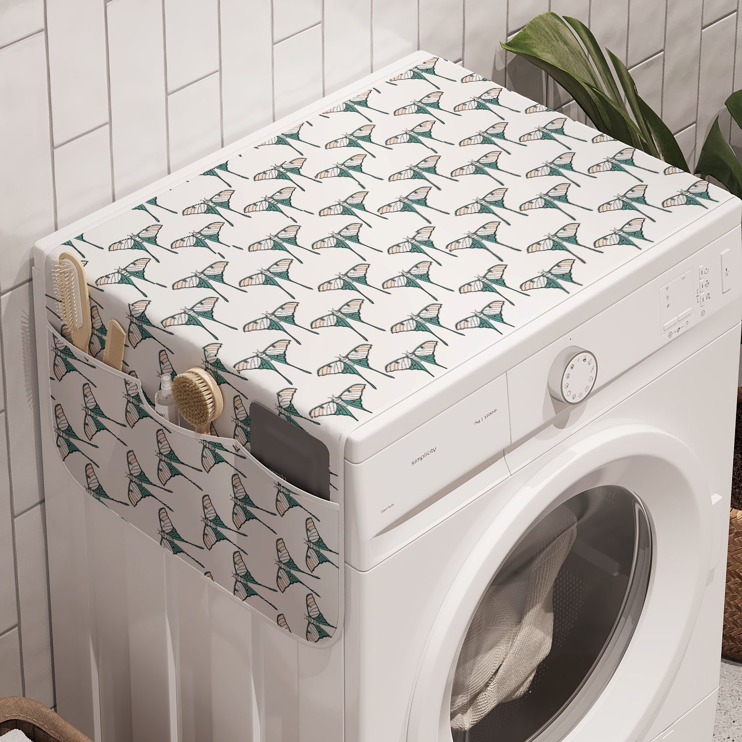 und für Abakuhaus Schmetterling Einfacher Waschmaschine Trockner, Insekten Badorganizer Symmetrische Anti-Rutsch-Stoffabdeckung