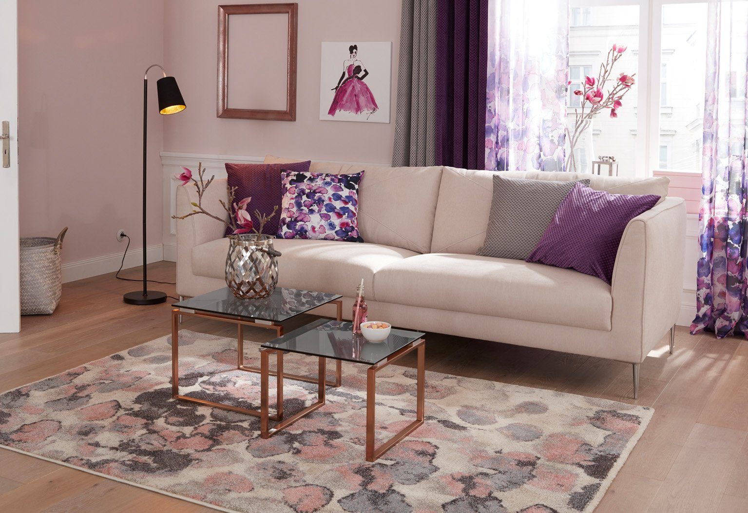 TRENDMANUFAKTUR 2,5-Sitzer Lille, modern, zeitlos und bequem, Komfortsitzhöhe 46cm, Breite 237 cm