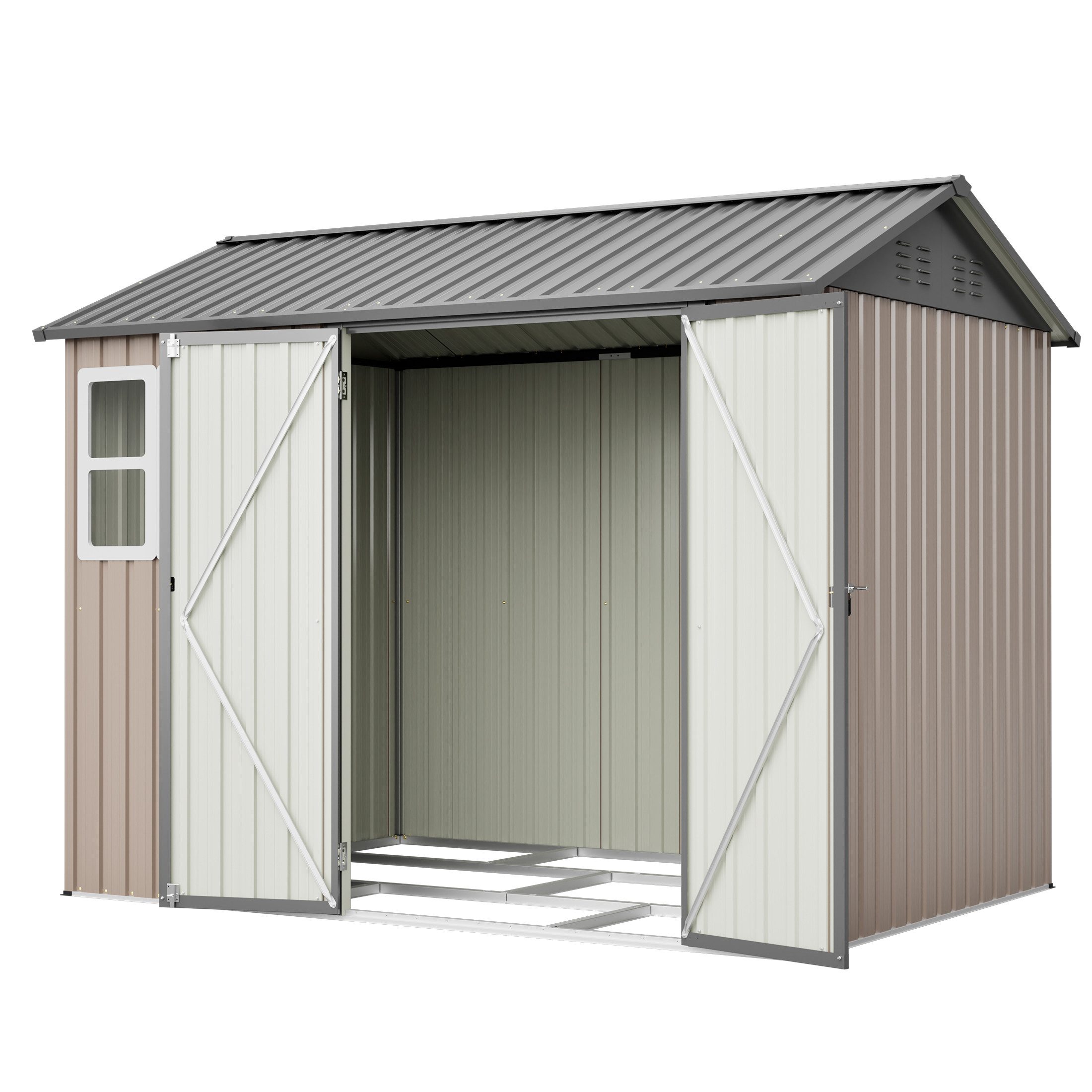 Thanaddo Gartenhaus Gartenhaus aus Metall mit Fenstern, (Metallhütte (8 x 6 Fuß), 251×180×201cm) – Bild 4 von 5