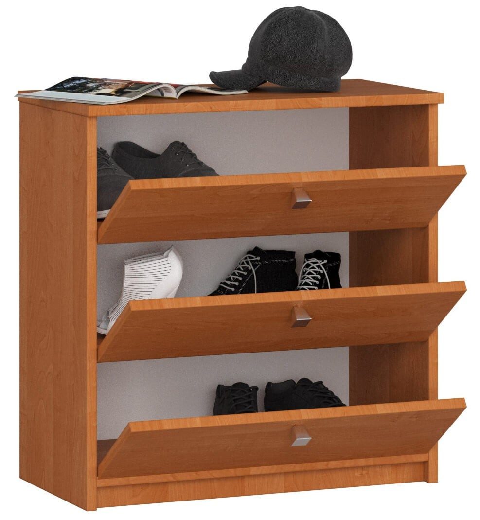 Raumhirsch Furniture Schuhschrank Eiche - Praktische Schuhkommode - Schuhregal Pflegeleichte MDF-Oberfläche, Maße: 80 x 100 x 35 cm, 18 Paar