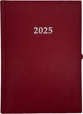 ADINA Stehsammler 2025 ADINA Buchkalender Chefplaner A5 rot-metallic 1 Tag 1 Seite auch