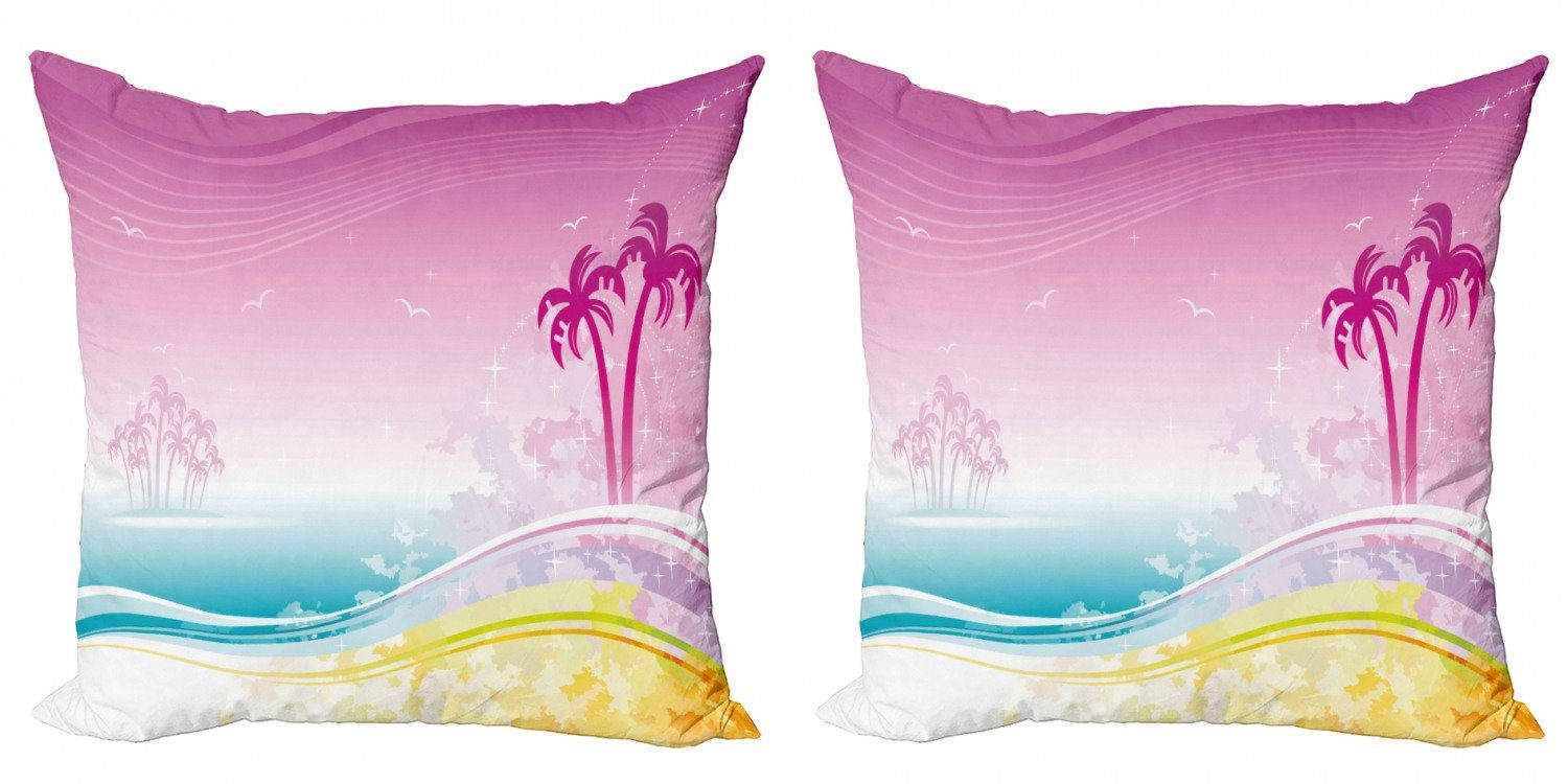 Beach Digitaldruck, Modern Stück), Fantasy Accent Kissenbezüge Doppelseitiger Abakuhaus Luau Insel-Küste (2