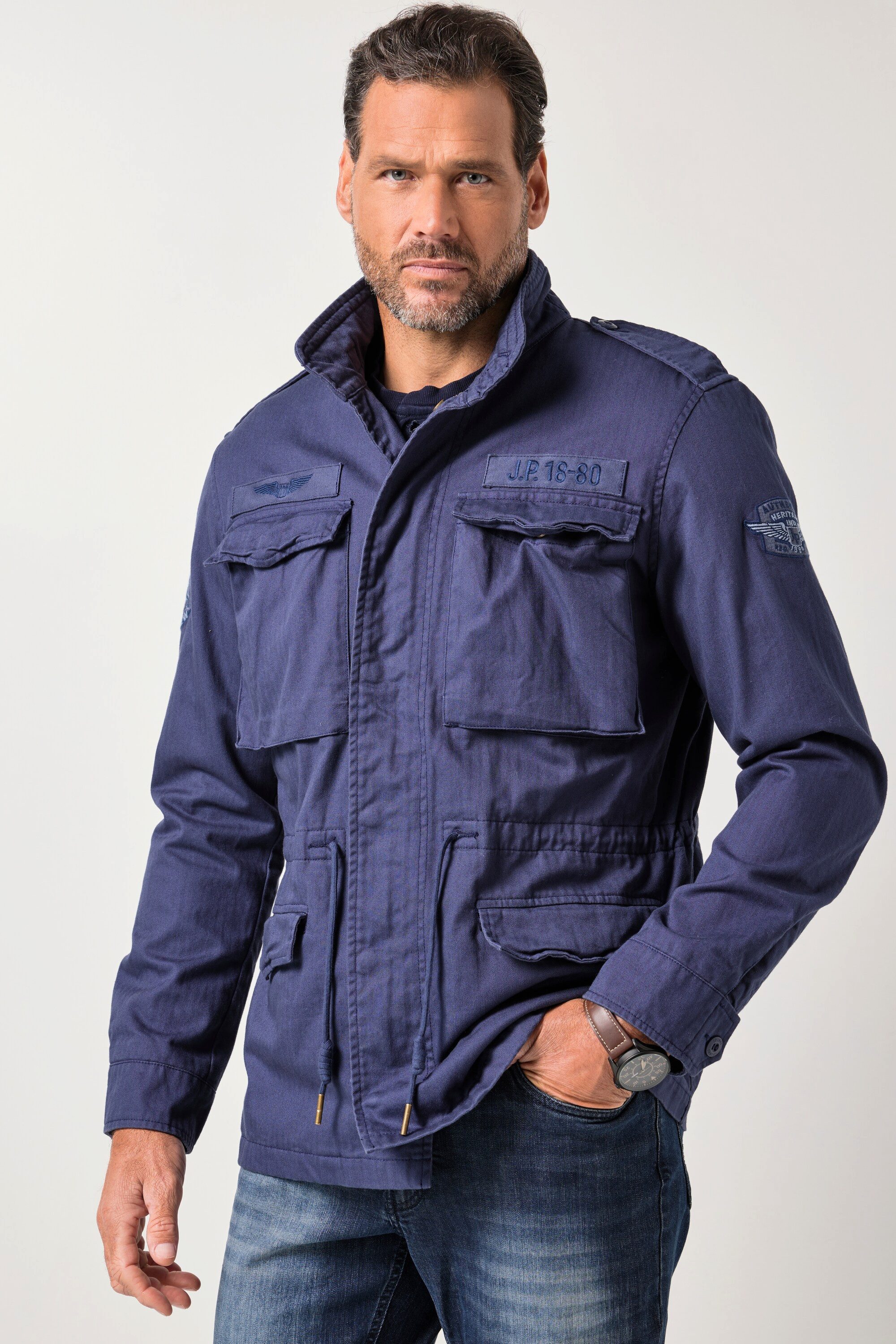 JP1880 Funktionsjacke Fieldjacket Baumwolljacke Badges Vintage Look