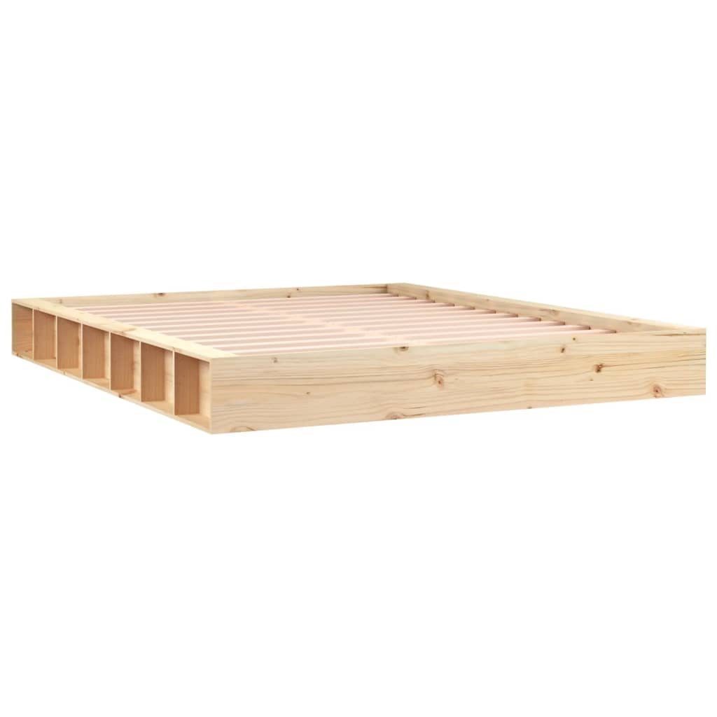 furnicato Bettgestell Massivholz 202,5x138x21 cm in naturbelassenem Kiefernholz (1-tlg), Schlafgestell mit robusten Sperrholzlatten und platzsparendem Design