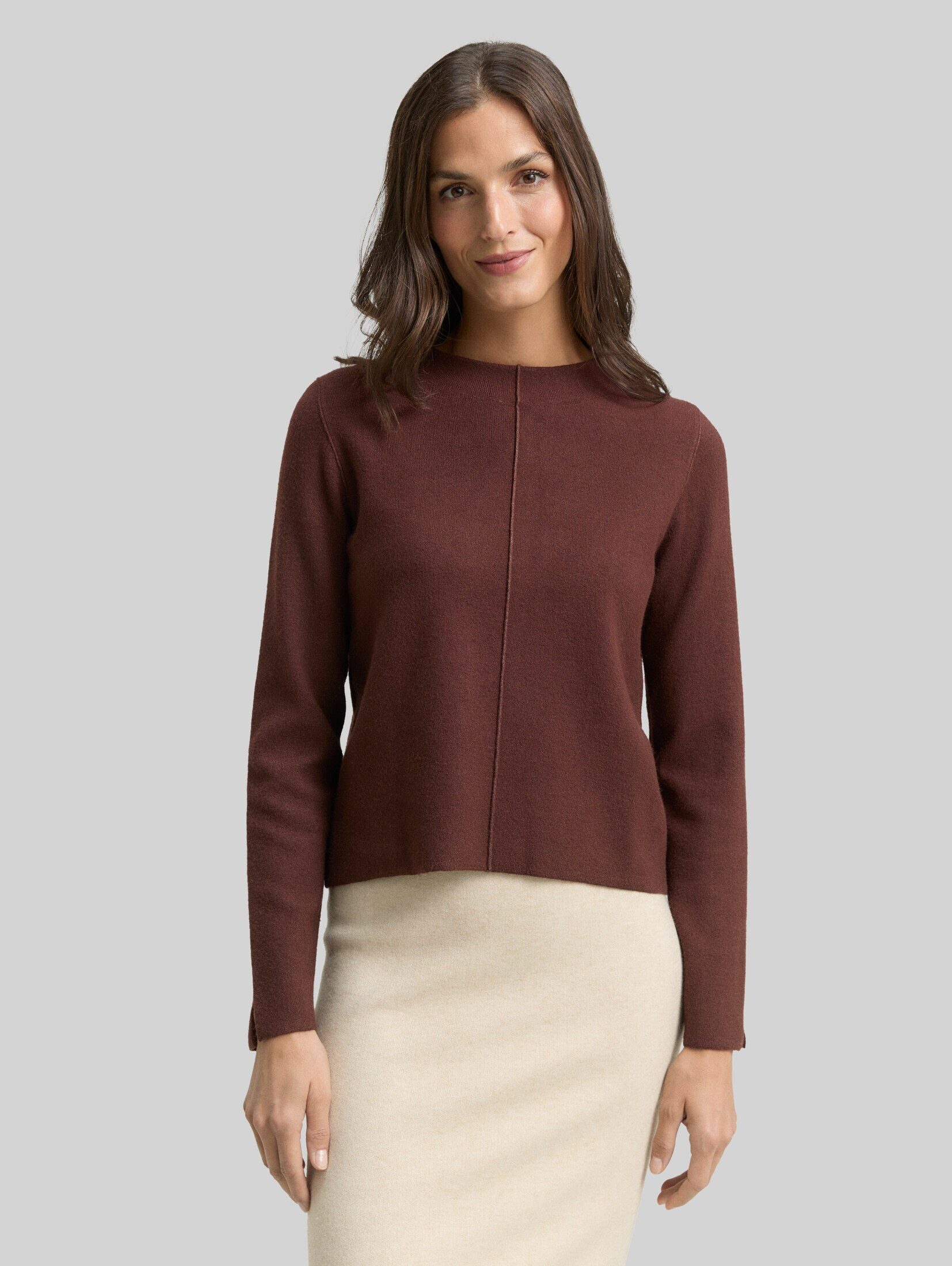 TOM TAILOR Strickpullover Pullover & Strickjacken Cropped Strickpullover mit Stehkragen