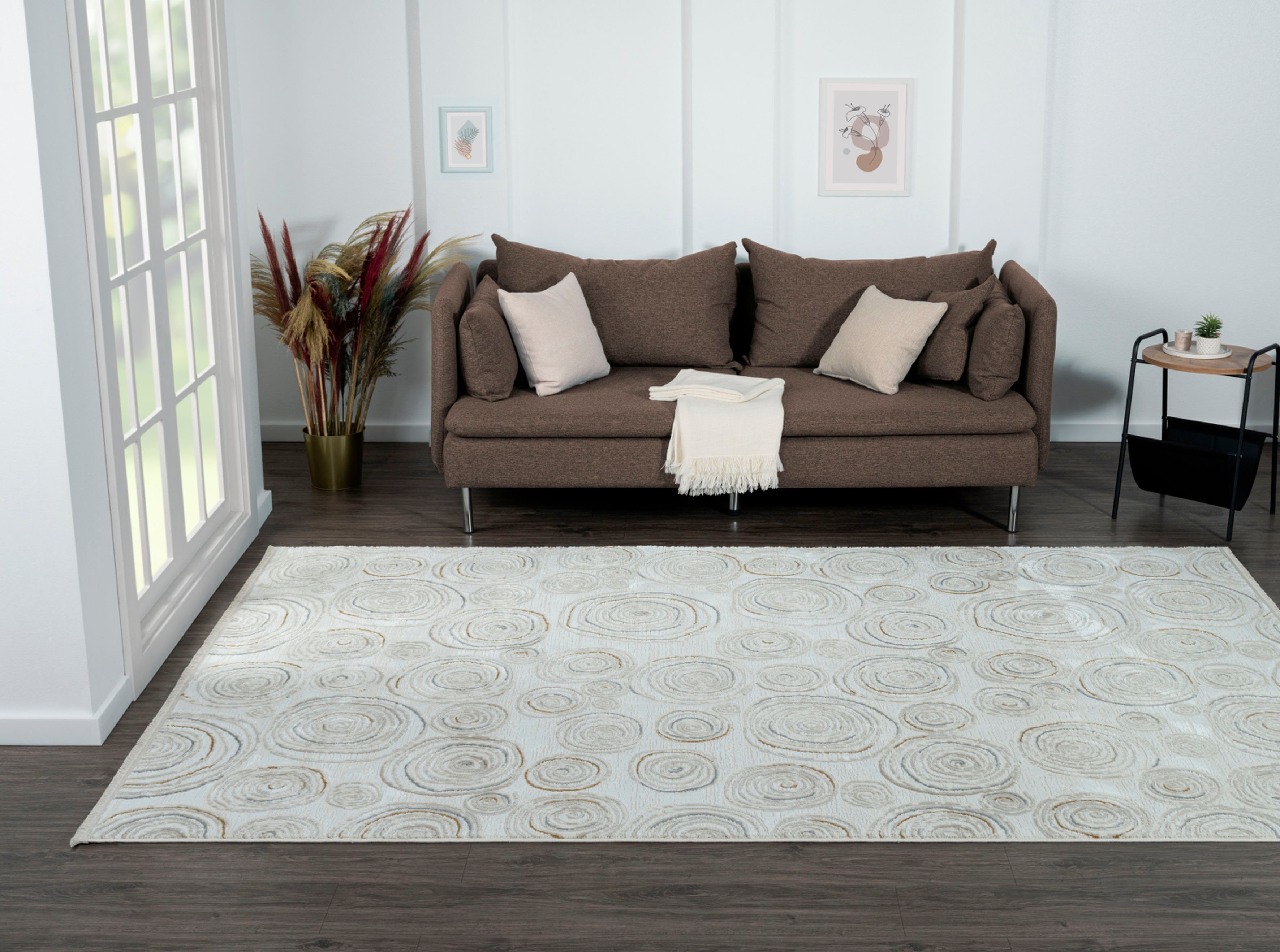 Myflair Möbel & Accessoires Teppich My Style, LAGERRÄUMUNG!, rechteckig, Höhe: 10 mm, Kurzflor, Scandi-Design, besonders weich durch Microfaser, mit Fransen