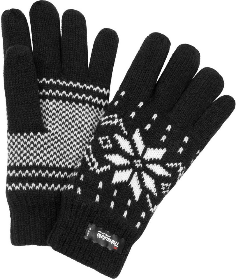 normani Skihandschuhe Strick-Fingerhandschuhe mit Motiv Norweger Unisex  Winterhandschuhe mit Thinsulatefütterung für Damen und Herren