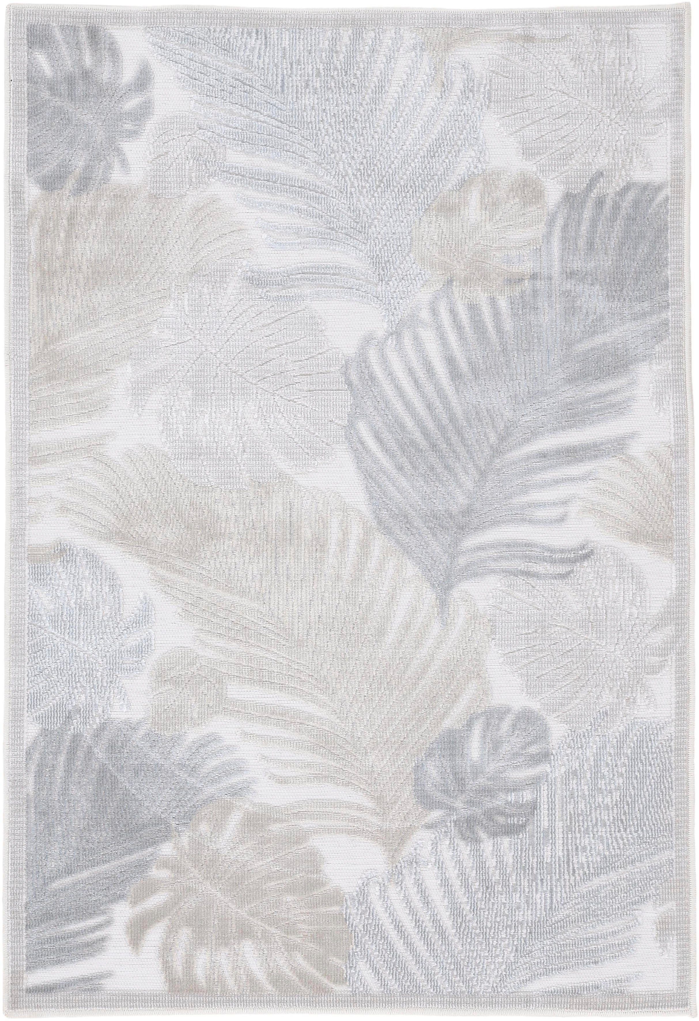 104, Hoch-Tief Deja Floral Teppich carpetfine, 4 Flachgewebe, robustes rechteckig, Höhe: beige mm, Effekt Motiv- Palmenblätter,