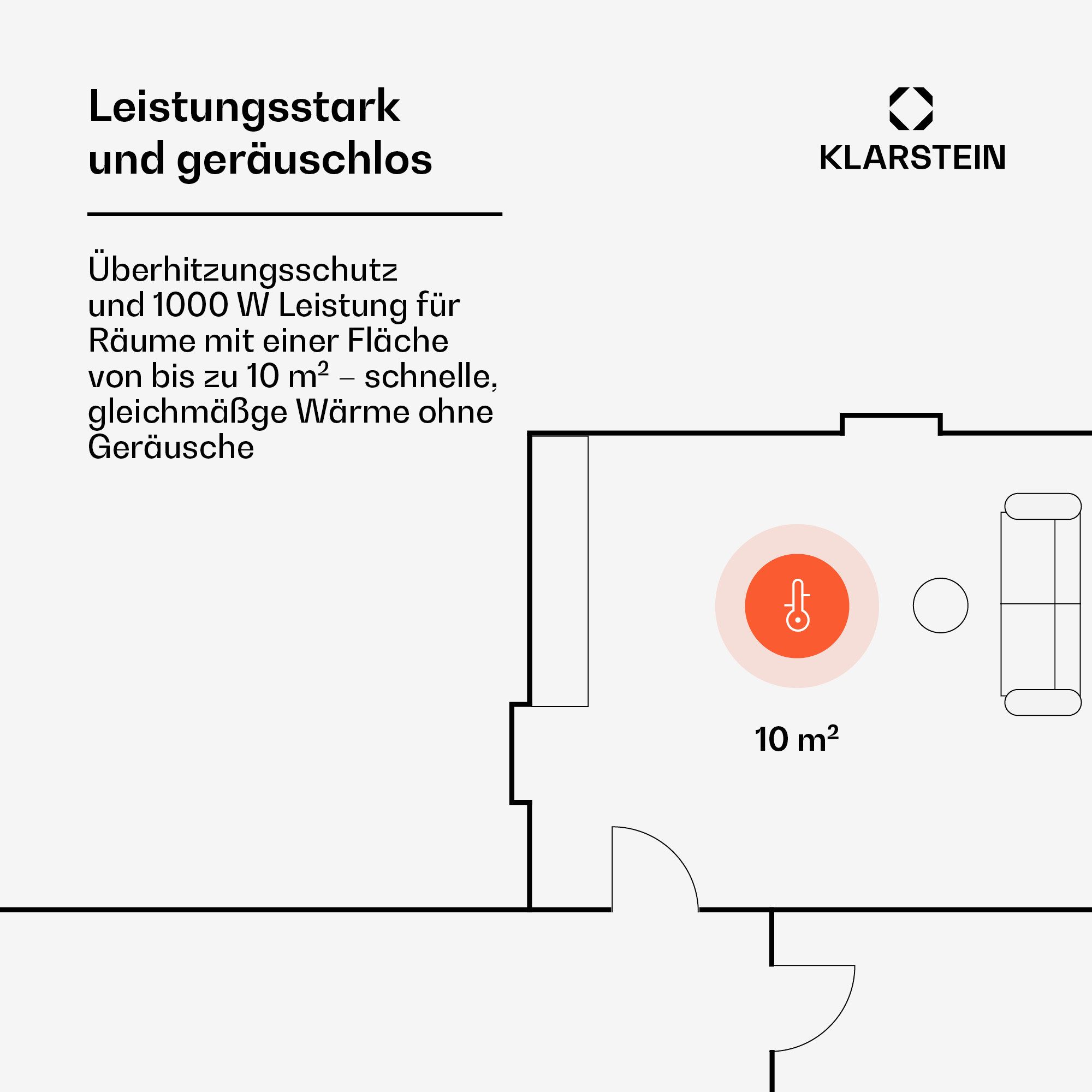 Klarstein Heizstrahler Bornholm Single, Konvektorheizung elektrisch Elektrokoheizung energiesparend Heizkörper