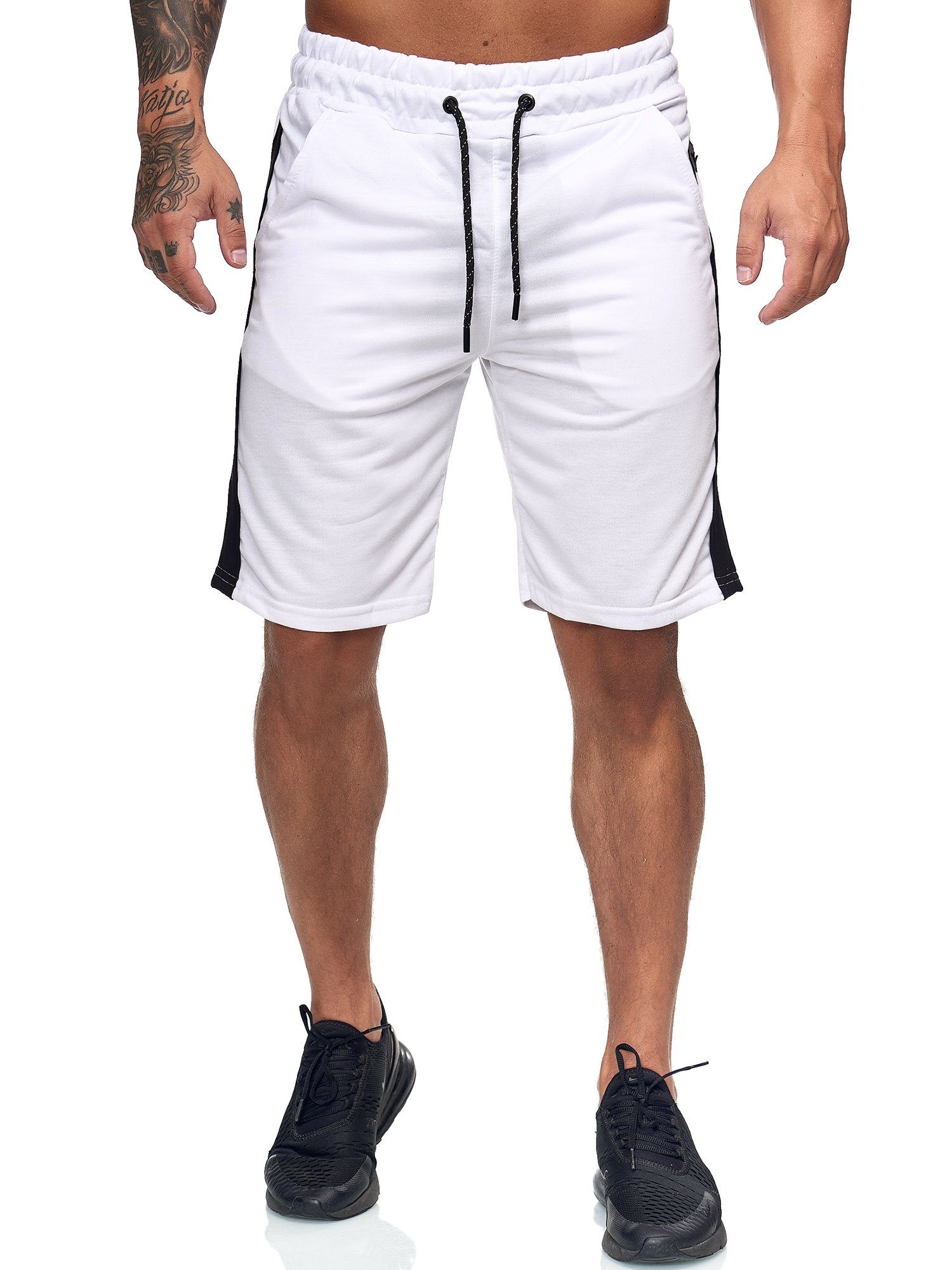 Shorts (Kurze modischem Design) Bermudas im Sweatpants, Casual Fitness Weiss 1-tlg., Freizeit 1400+1407C 1400 Hose Schwarz OneRedox