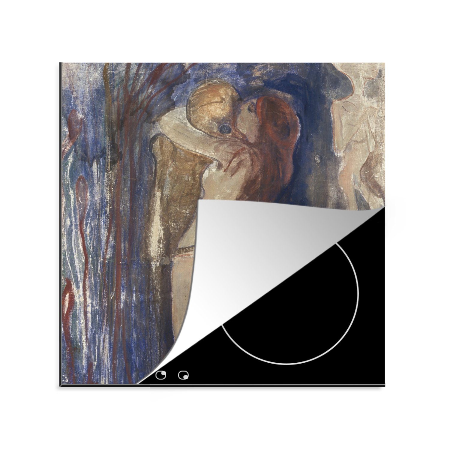 MuchoWow Herdblende-/Abdeckplatte Tod und Leben Arbeitsplatte 78x78 (1 cm, Ceranfeldabdeckung, für Munch, Vinyl, Edvard küche tlg), 