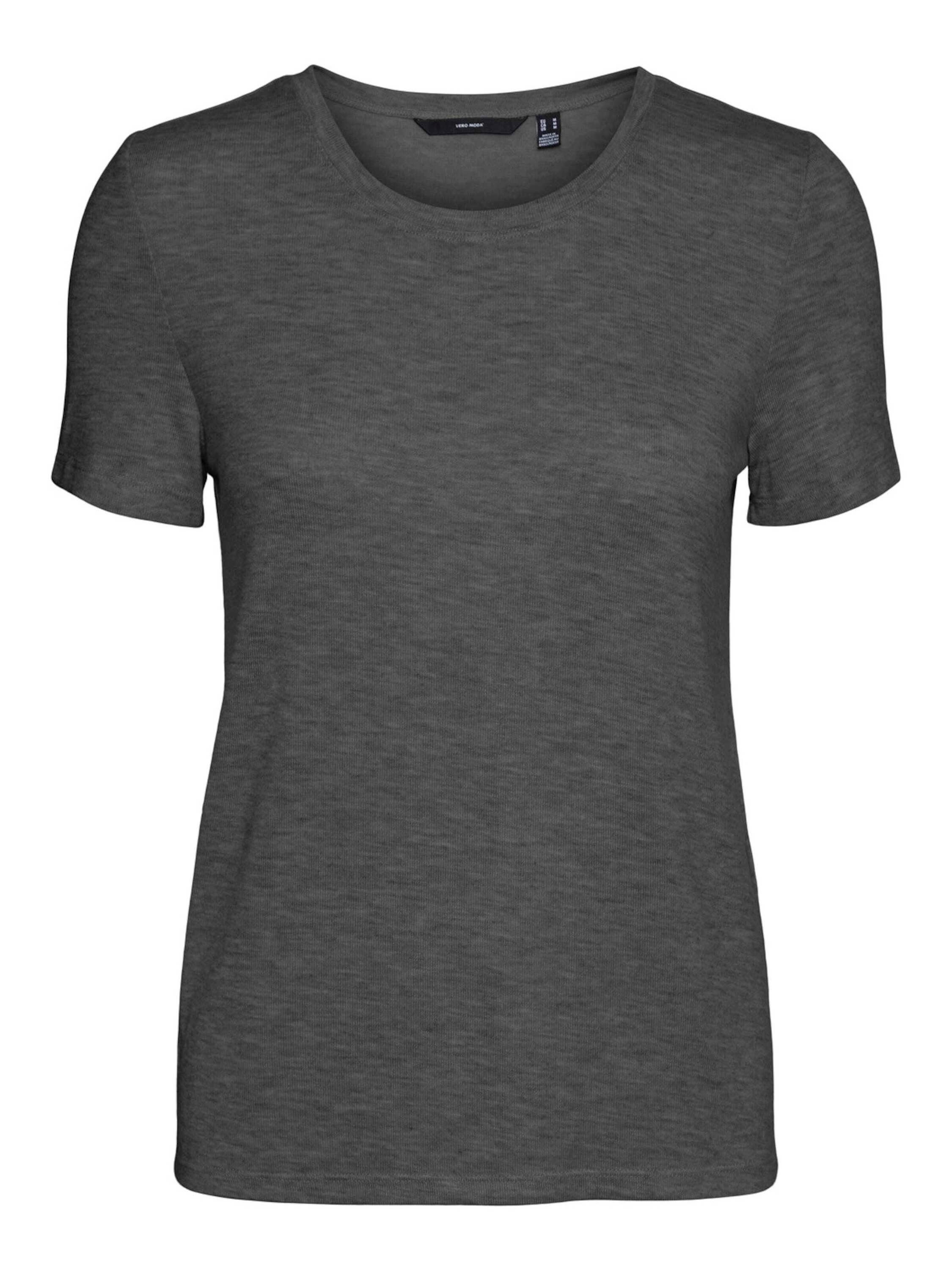 Details (1-tlg) Melange Plain/ohne Lowy Dark T-Shirt Vero Moda 10265009 Grey