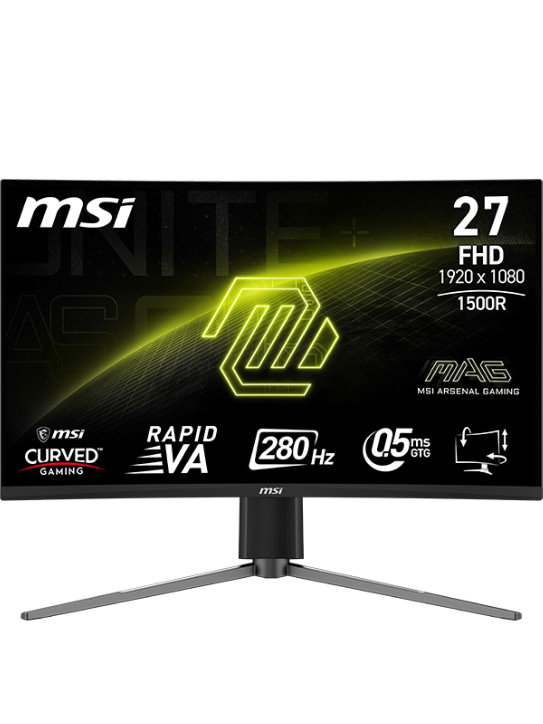MSI MAG 276CPXF Curved-Gaming-Monitor (69 cm/27 ", 1920 x 1080 px, Full HD, 0,5 ms Reaktionszeit, 280 Hz, LED, 5-Wege Joystick Navigation)