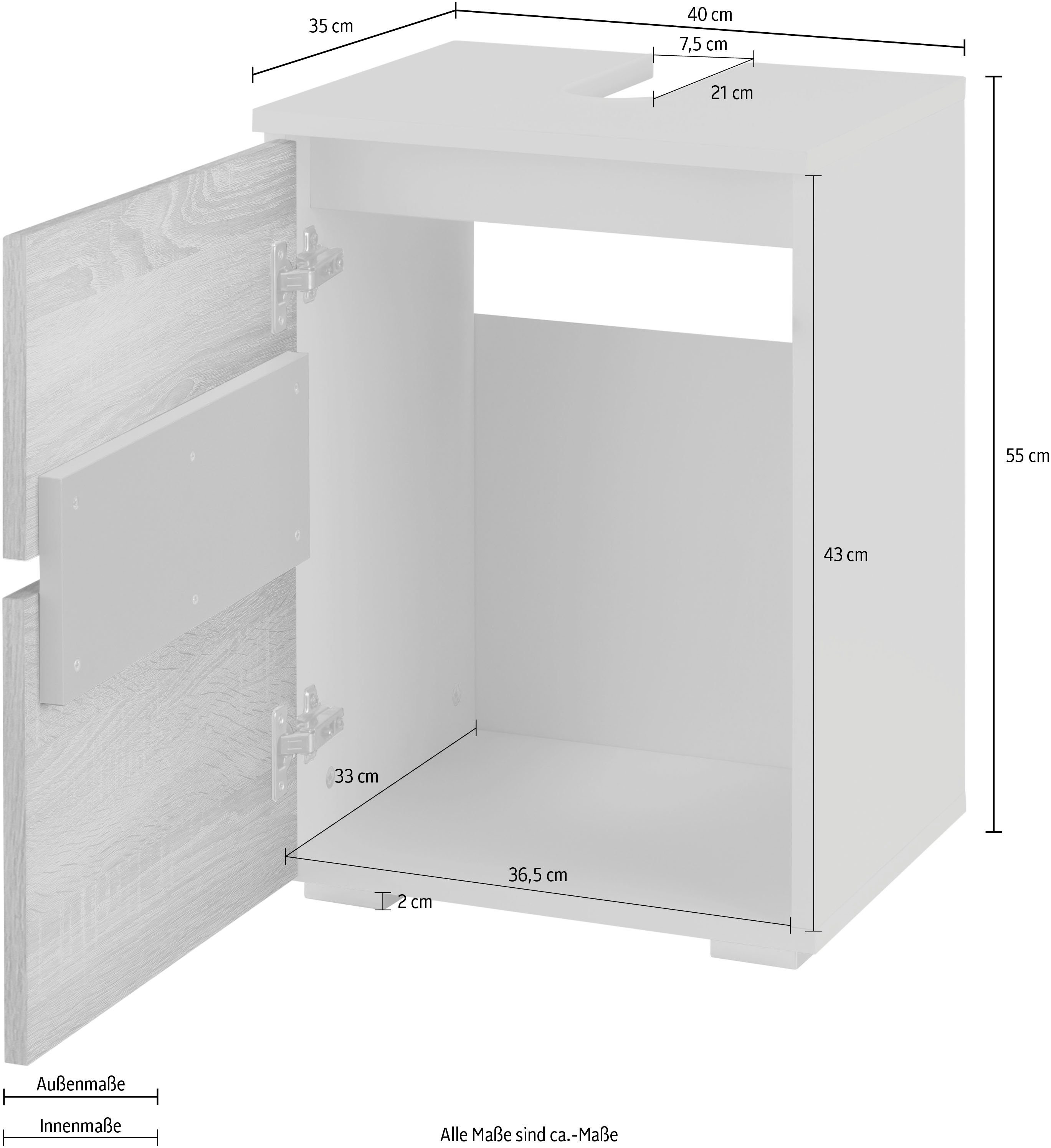 anthrazit affaire Breite Höhe anthrazit/eichefb. Tür cm Push-to-open-Funktion, Wisla | Waschbeckenunterschrank 55 cm, Siphonausschnitt, Home 40 Sonoma