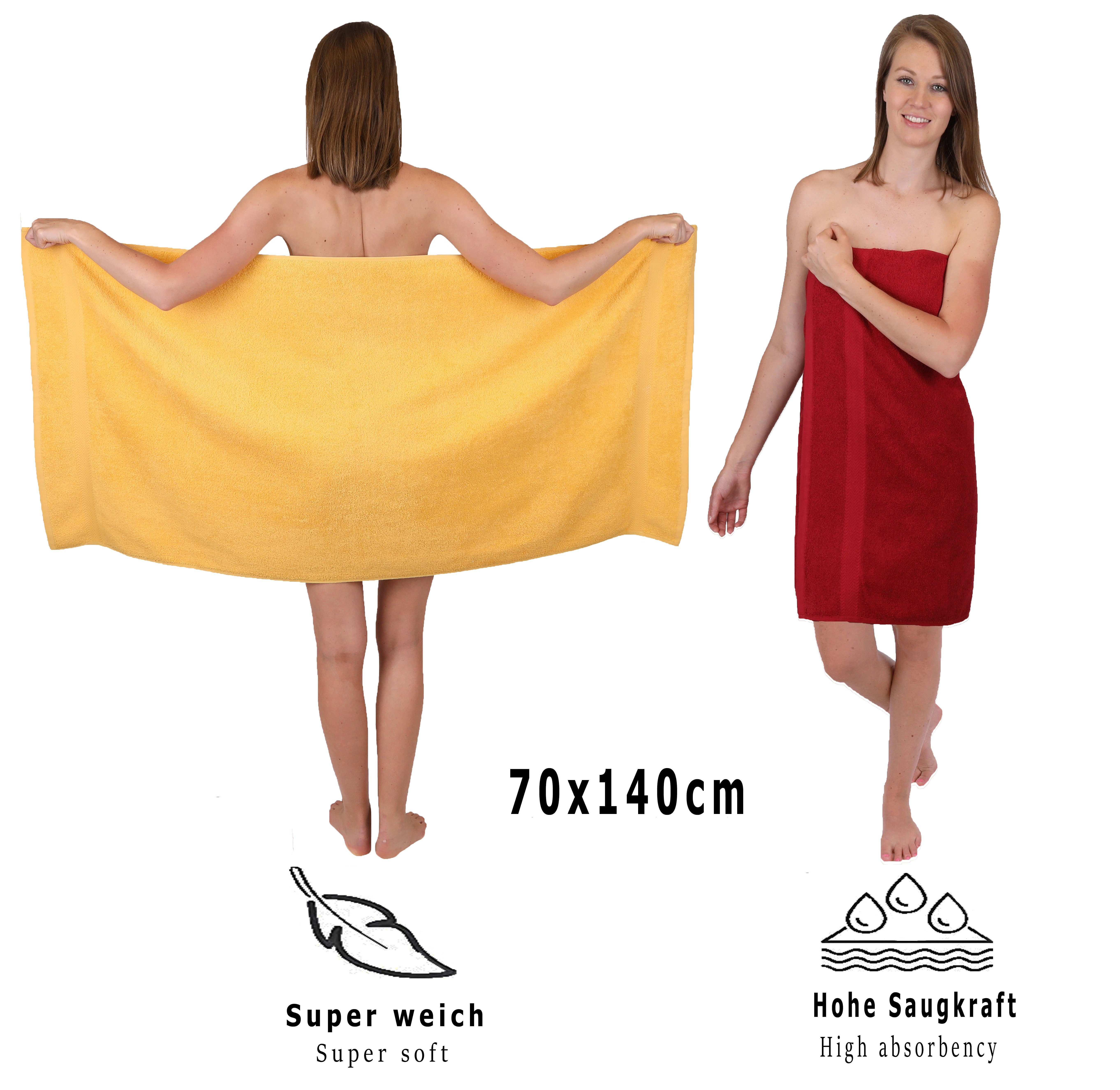 Betz Handtuch Set 12-tlg. Handtuch Premium Farbe Set Baumwolle, (12-tlg) honiggelb/rubinrot, 100