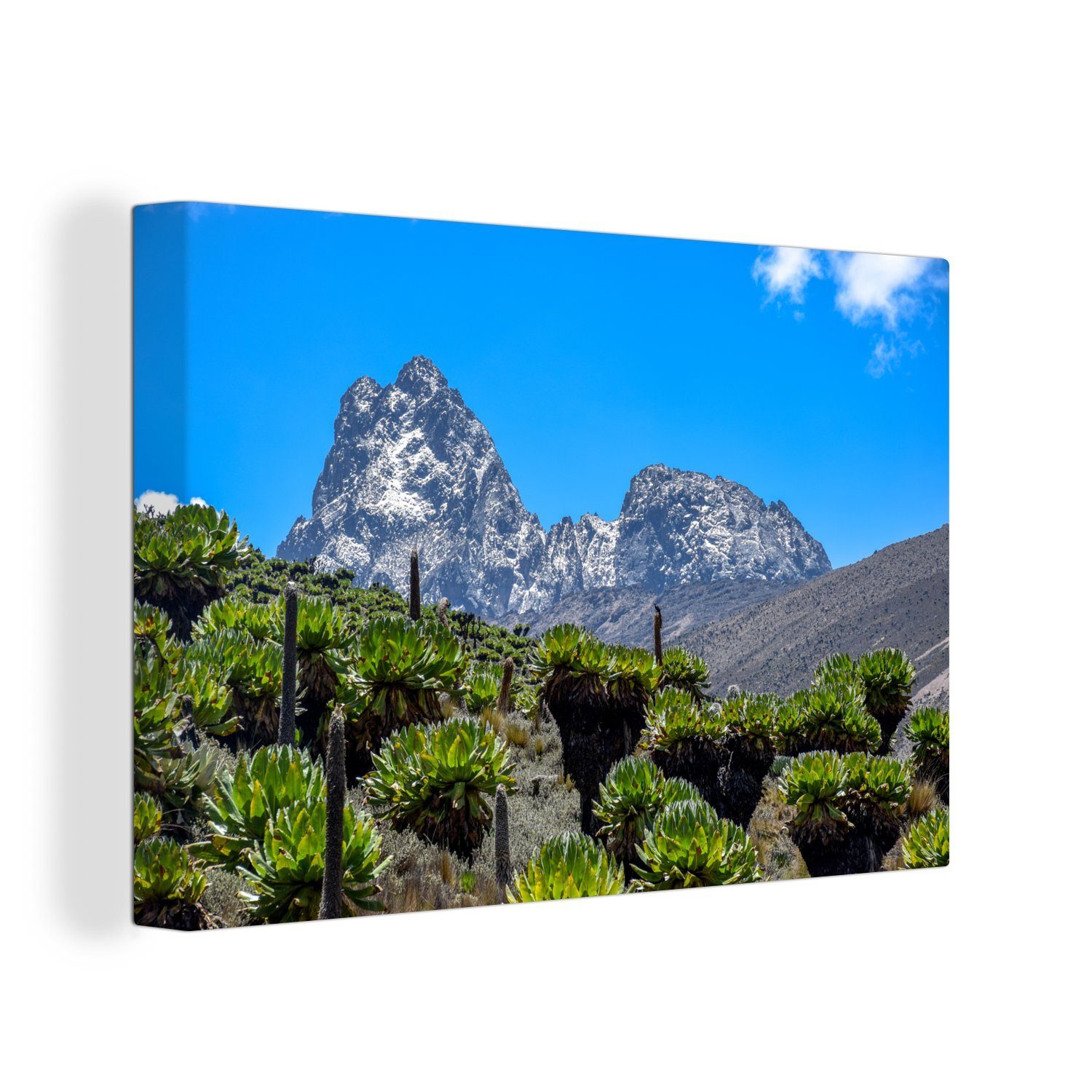 Landschaft am Leinwandbild Mount St), Wanddeko, Afrikanische Leinwandbilder, Kenia (1 Wandbild mit cm Aufhängefertig, Himmel, blauem OneMillionCanvasses® 30x20