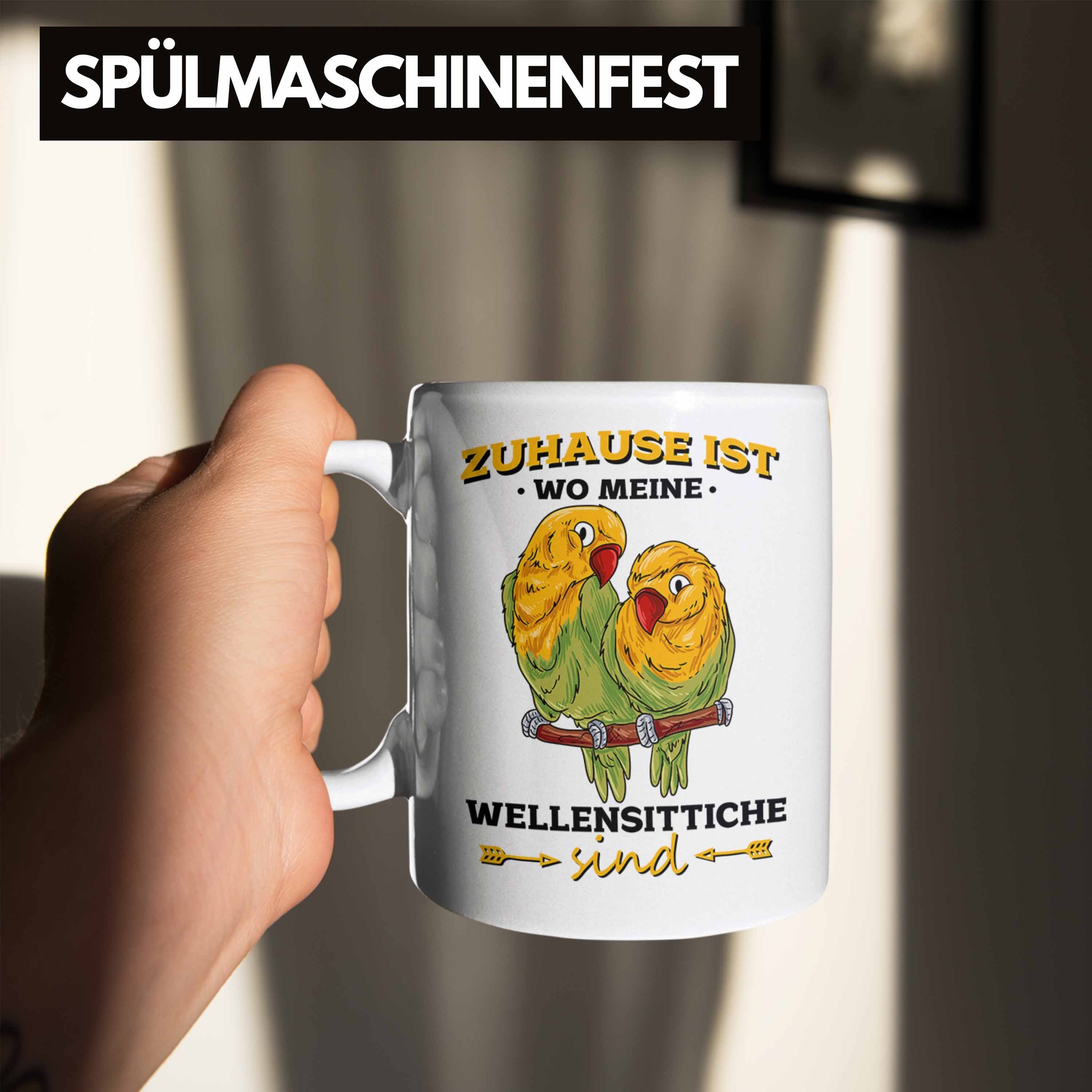 Trendation Tasse Lustige Tasse Ist Wellensittich-Besitzer Wo für Zuhause Meine Weiss Wellensi