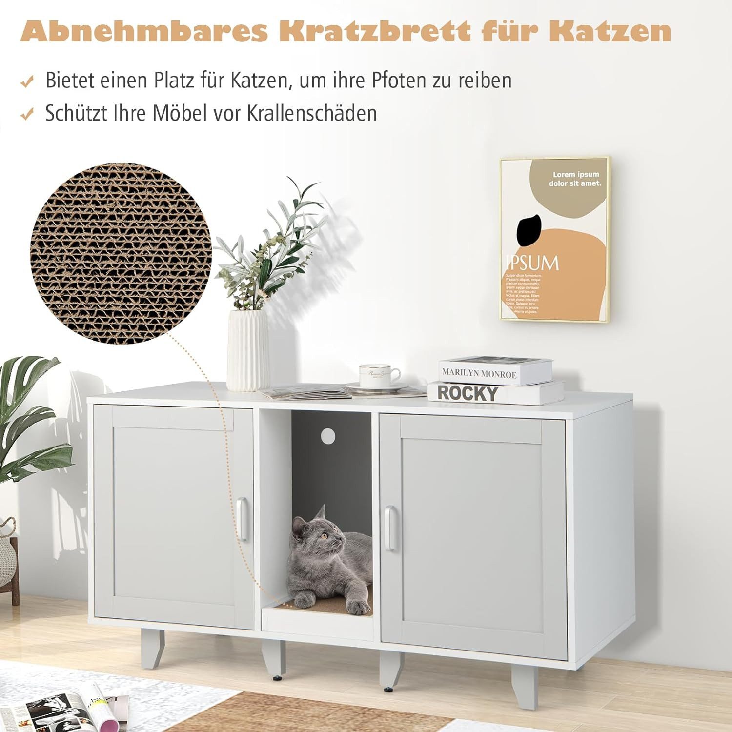 KOMFOTTEU Tierhaus 3 in 1 Katzenschrank, günstig online kaufen