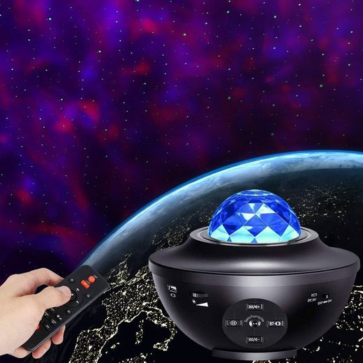 Rosnek LED Nachtlicht »LED Musik Projektor,Bluetooth,Starry Mond Stern, mit Fernbedienung USB,Sternenhimmel Lampe«, LED-Projektionslicht